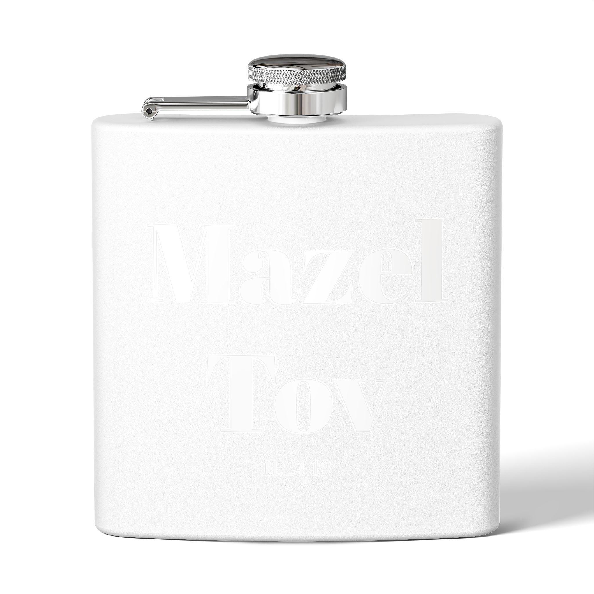 Mazel Tov Flask | Personalized Stainless Steel Jewish Wedding Gift