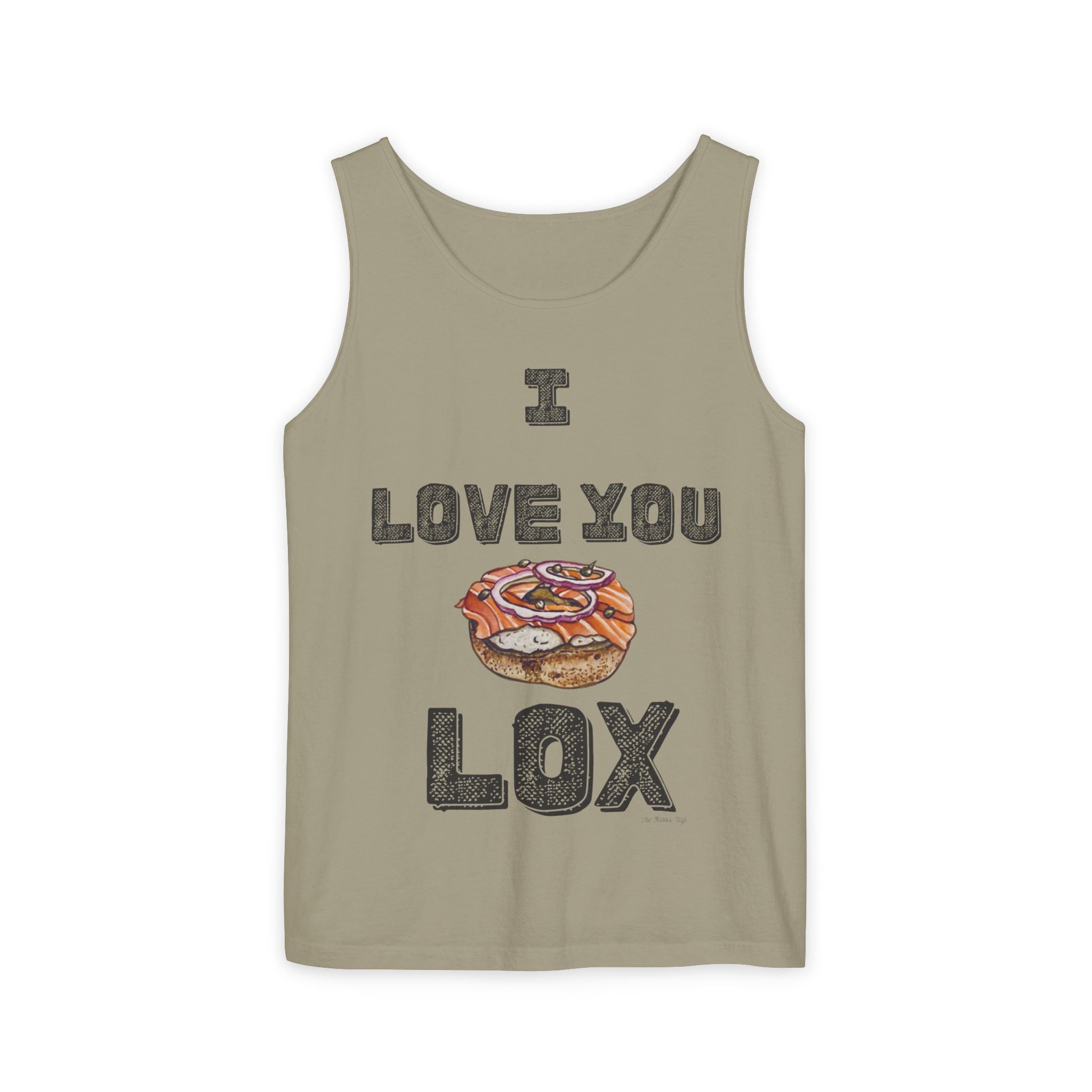 I Love You Lox Tank Top, Funny Jewish Foodie Shirt, Unisex Garment Dyed Summer Top, Bagel Lover Gift