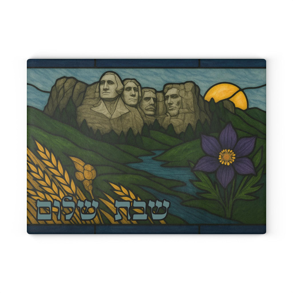 South Dakota Mount Rushmore Challah Board, Tempered Glass Shabbat Tray