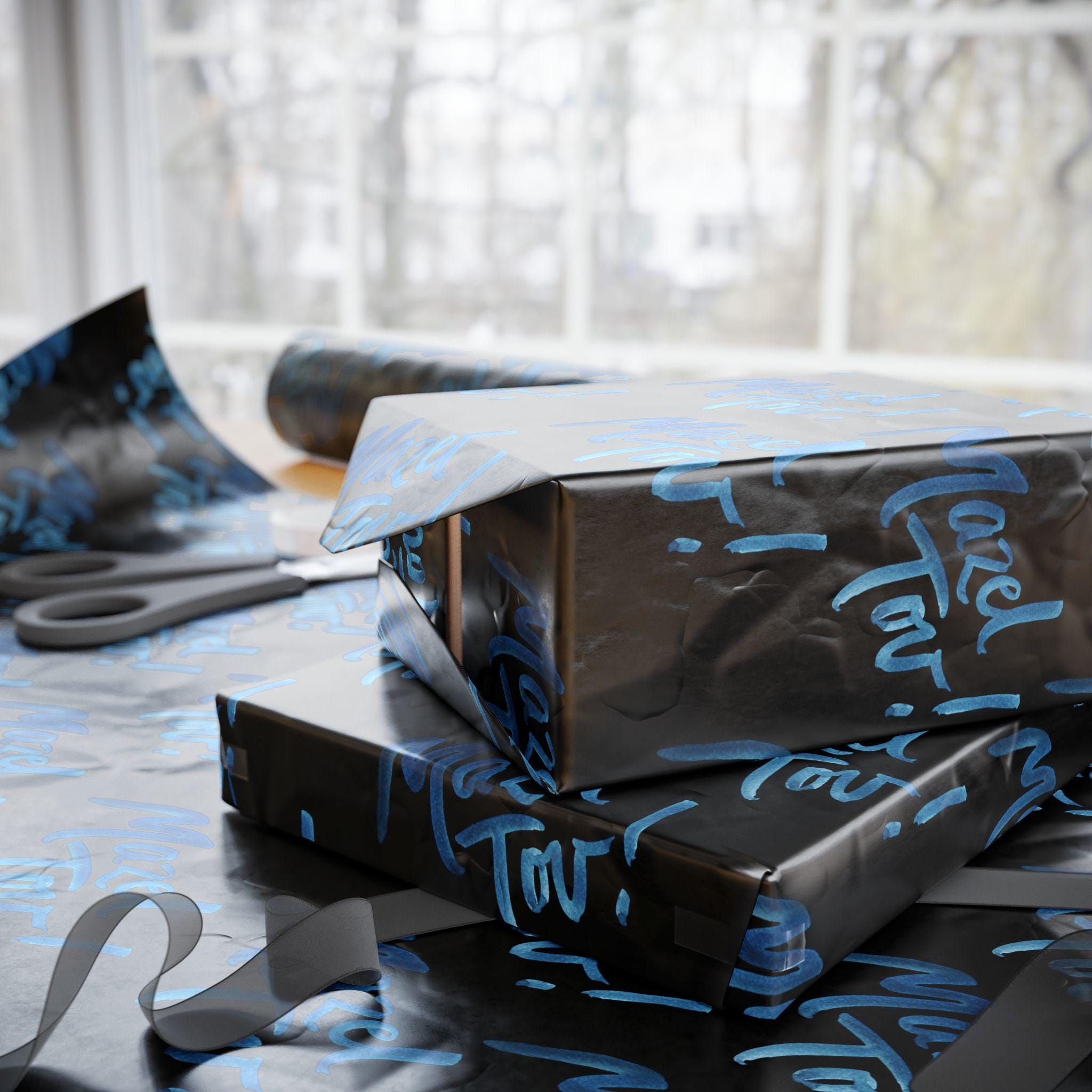 Black Mazel Tov Wrapping Paper, Modern Jewish Simcha Gift Wrap