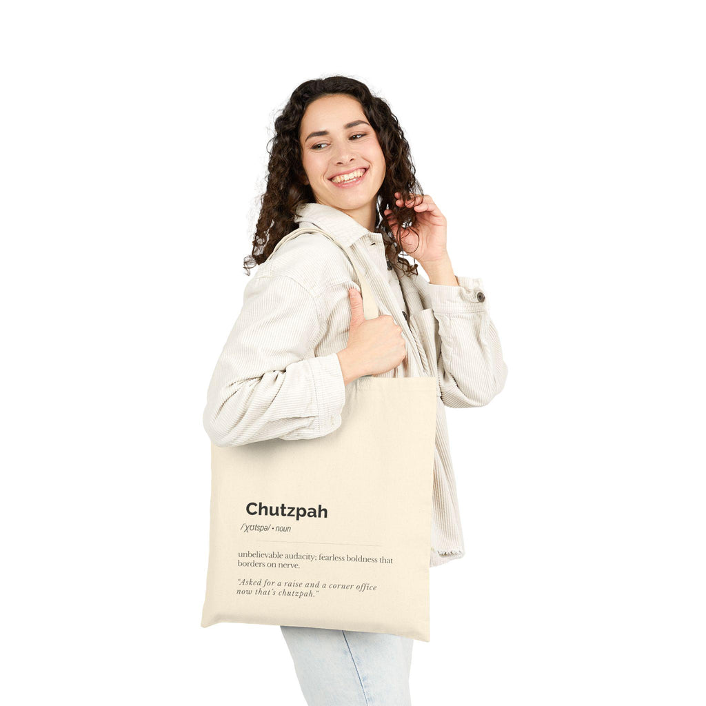 Chutzpah Definition Tote Bag, Yiddish Canvas Market Bag, Jewish Humor Gift