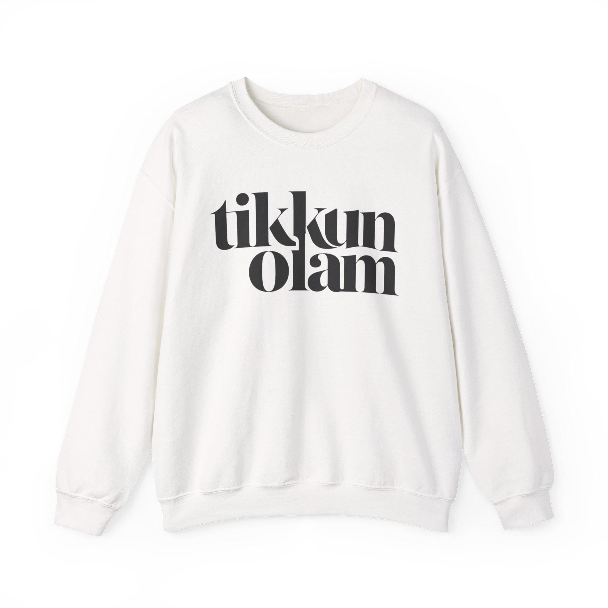 Tikkun Olam Sweatshirt Hebrew Crewneck, Jewish Social Justice Pullover Gift