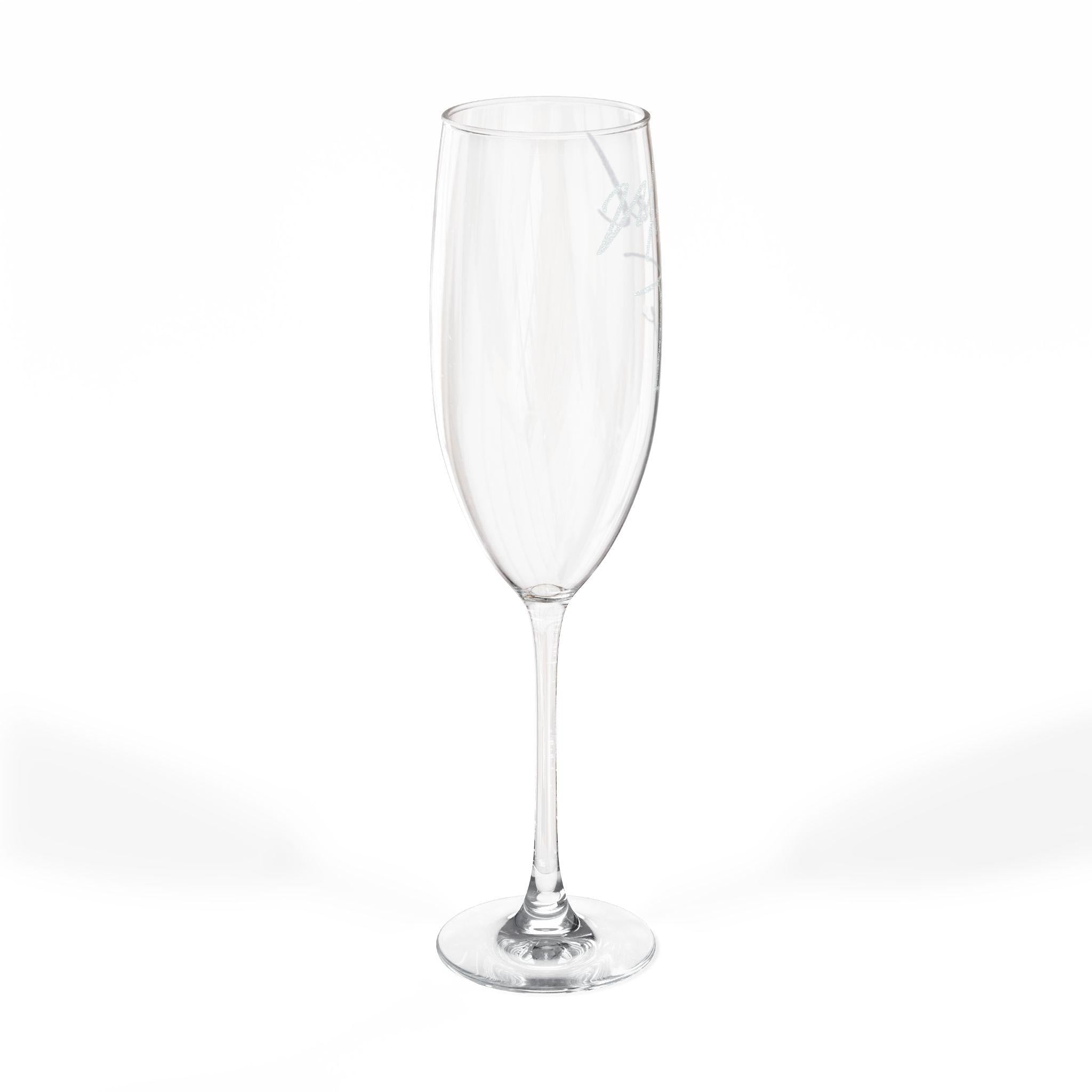 Personalized Engraved Champagne Flute, Crystal Clear Toasting Glass, Elegant Bridal Keepsake