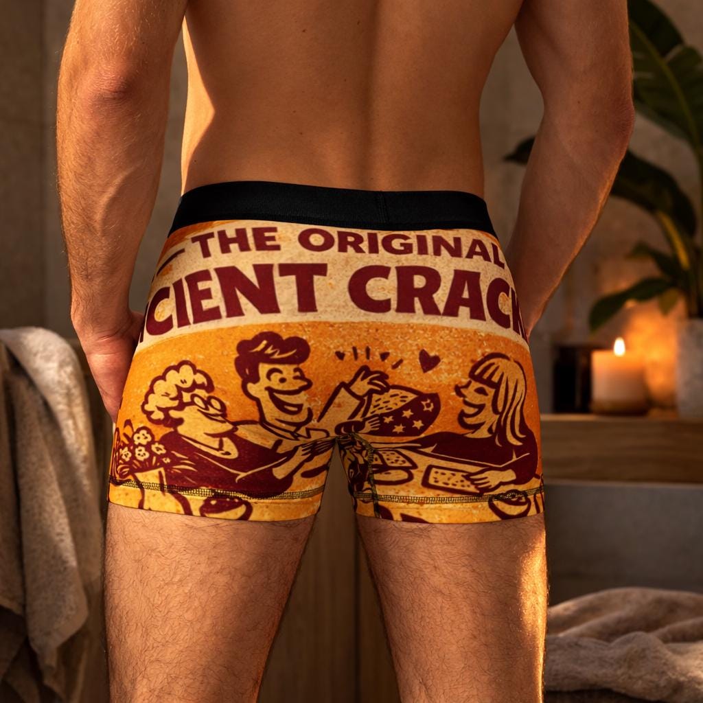 Vintage Matzah Boxer Shorts, Retro Snack Ad Underwear, Funny Jewish Gift