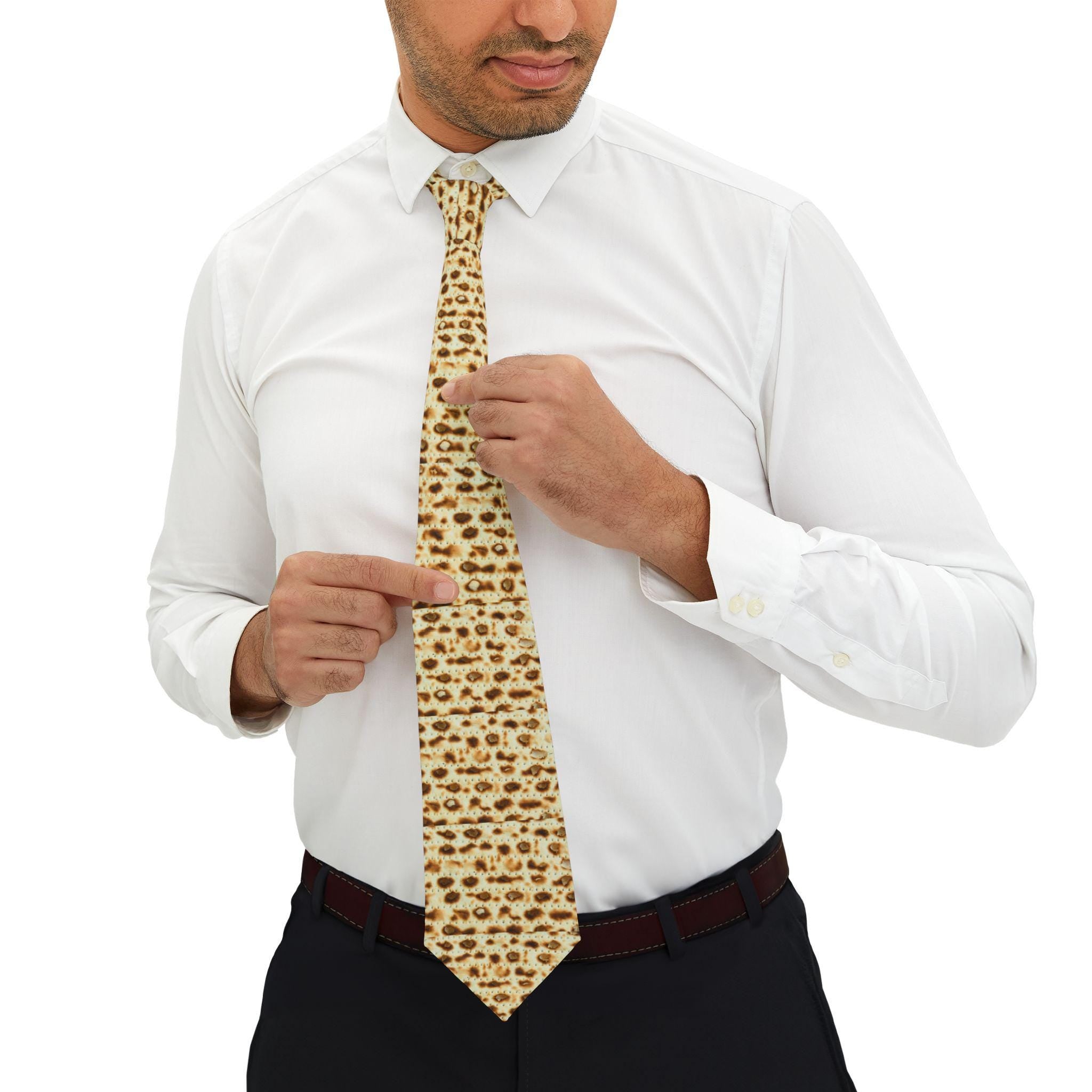 Men's Matzah Tie, Polyester Satin Finish, Pesach Holiday Neckwear