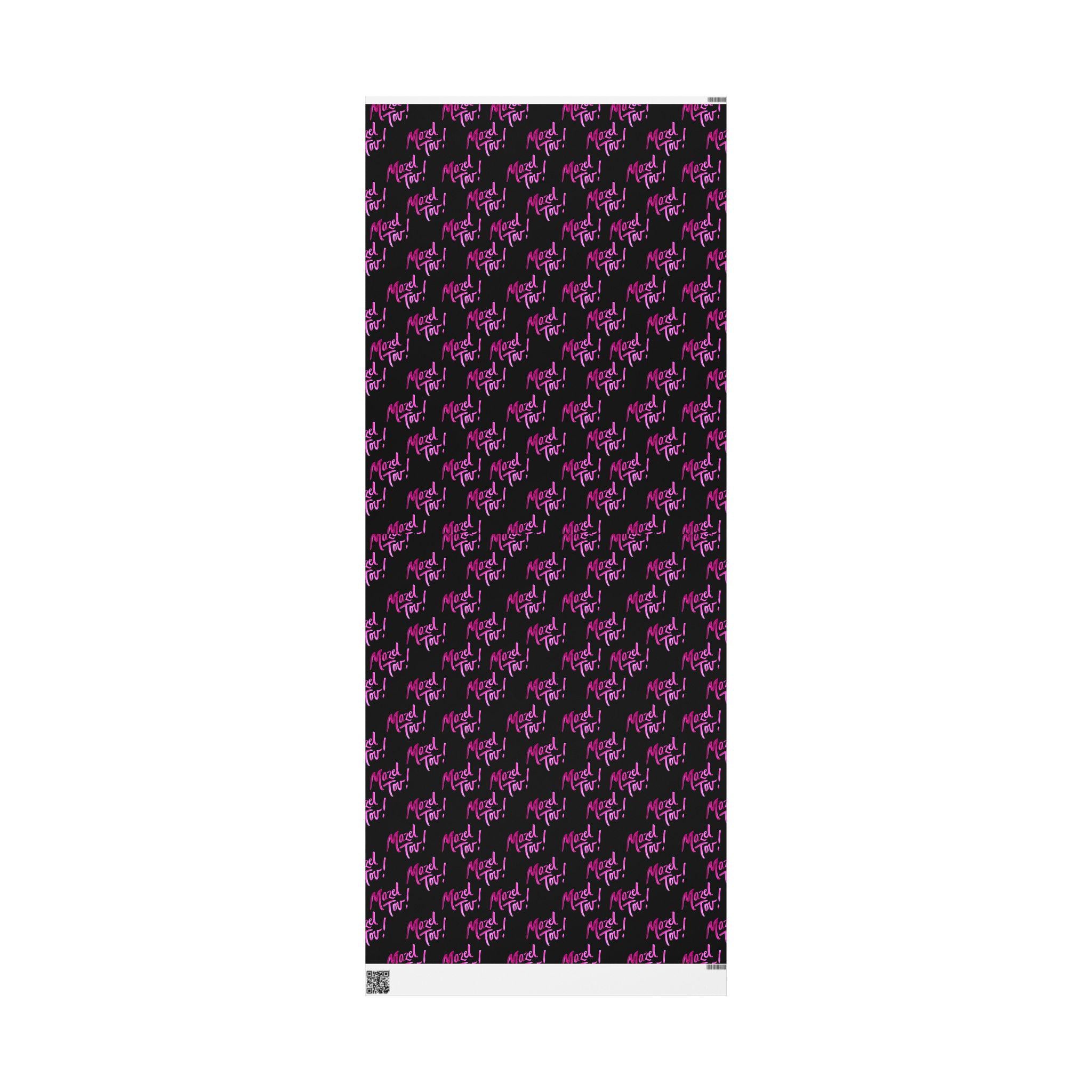 Modern Mazel Tov Wrapping Paper, Black Pink Simcha Gift Wrap