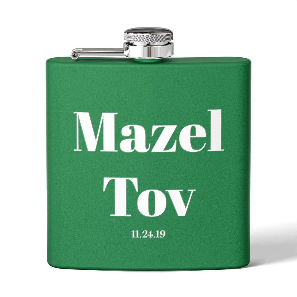 Mazel Tov Flask | Personalized Stainless Steel Jewish Wedding Gift