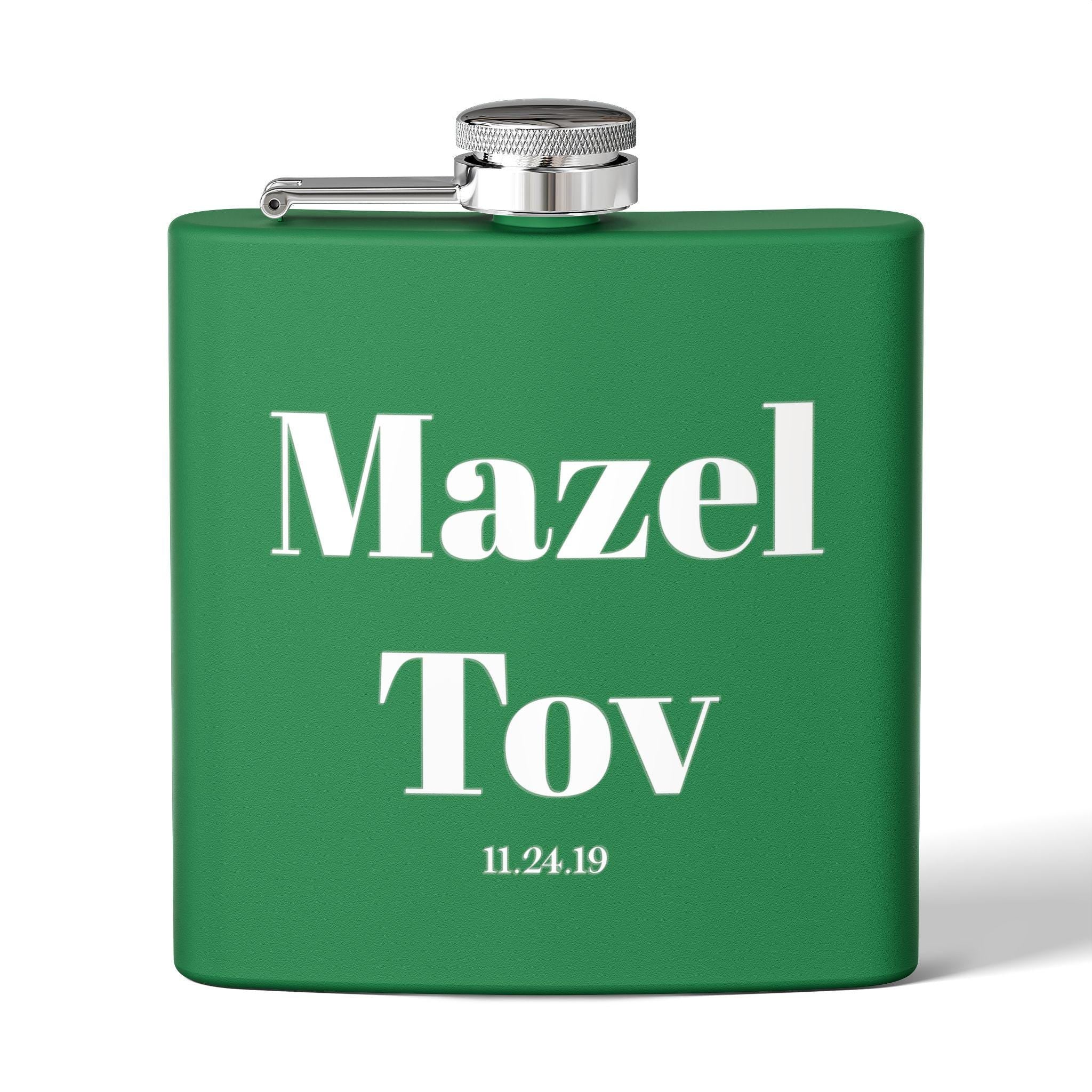 Mazel Tov Flask | Personalized Stainless Steel Jewish Wedding Gift