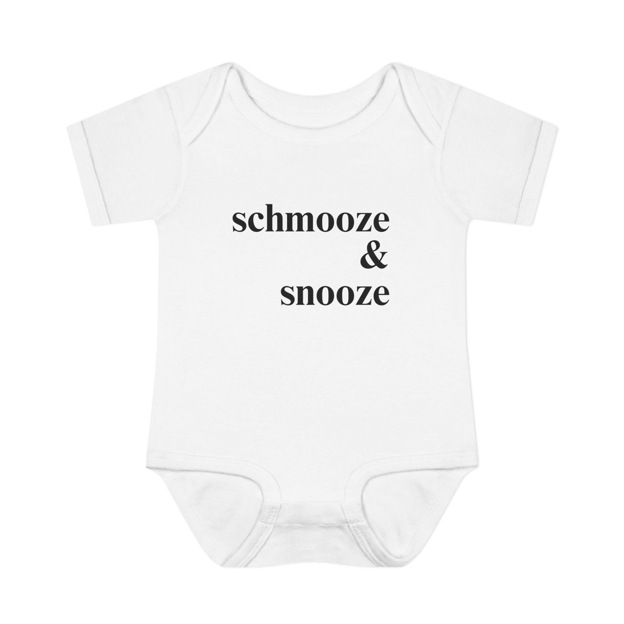 schmooze & snooze Infant Bodysuit | Minimal Script Baby Onesie