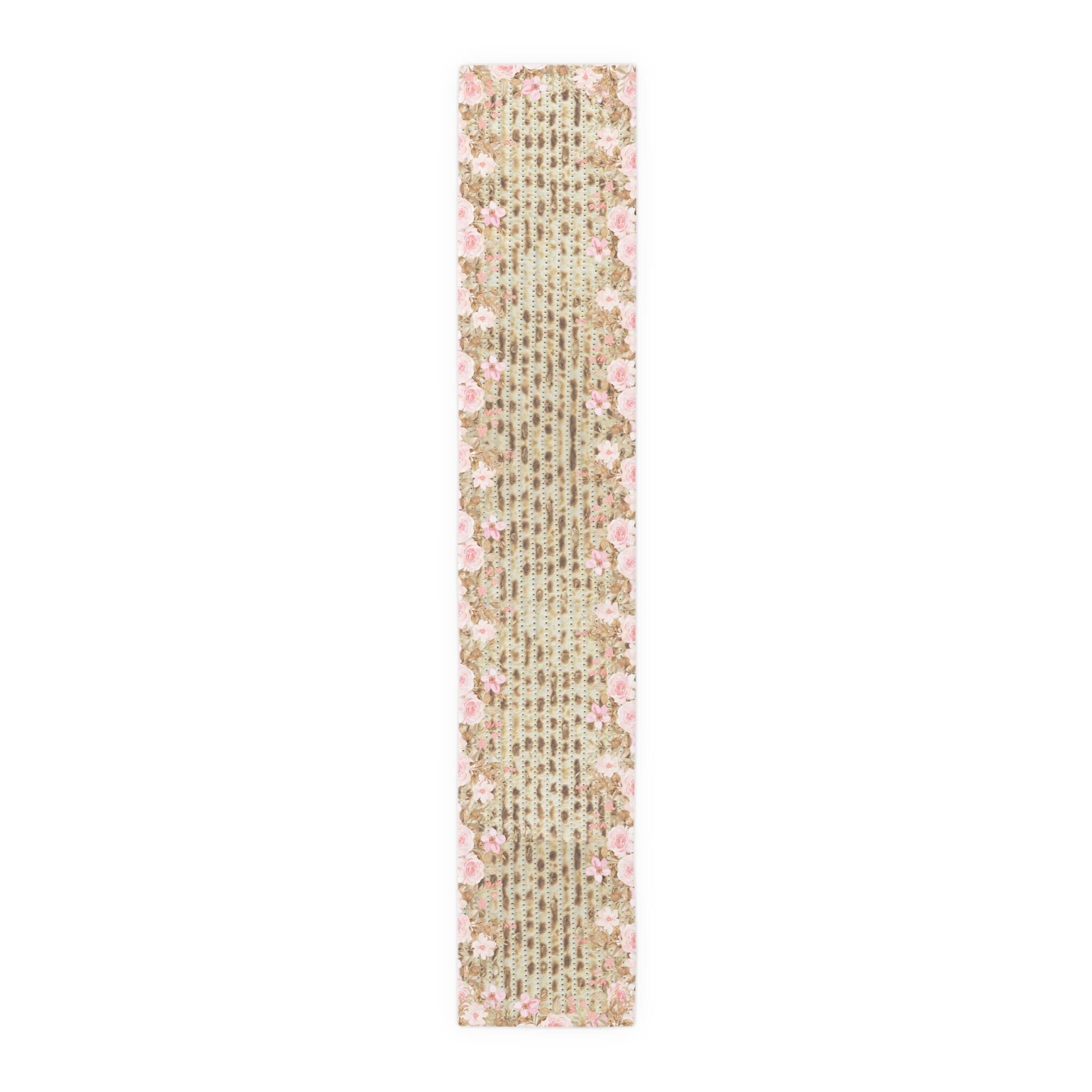 Passover Matzah Pink Floral Table Runner, Pesach Seder Judaica Decor