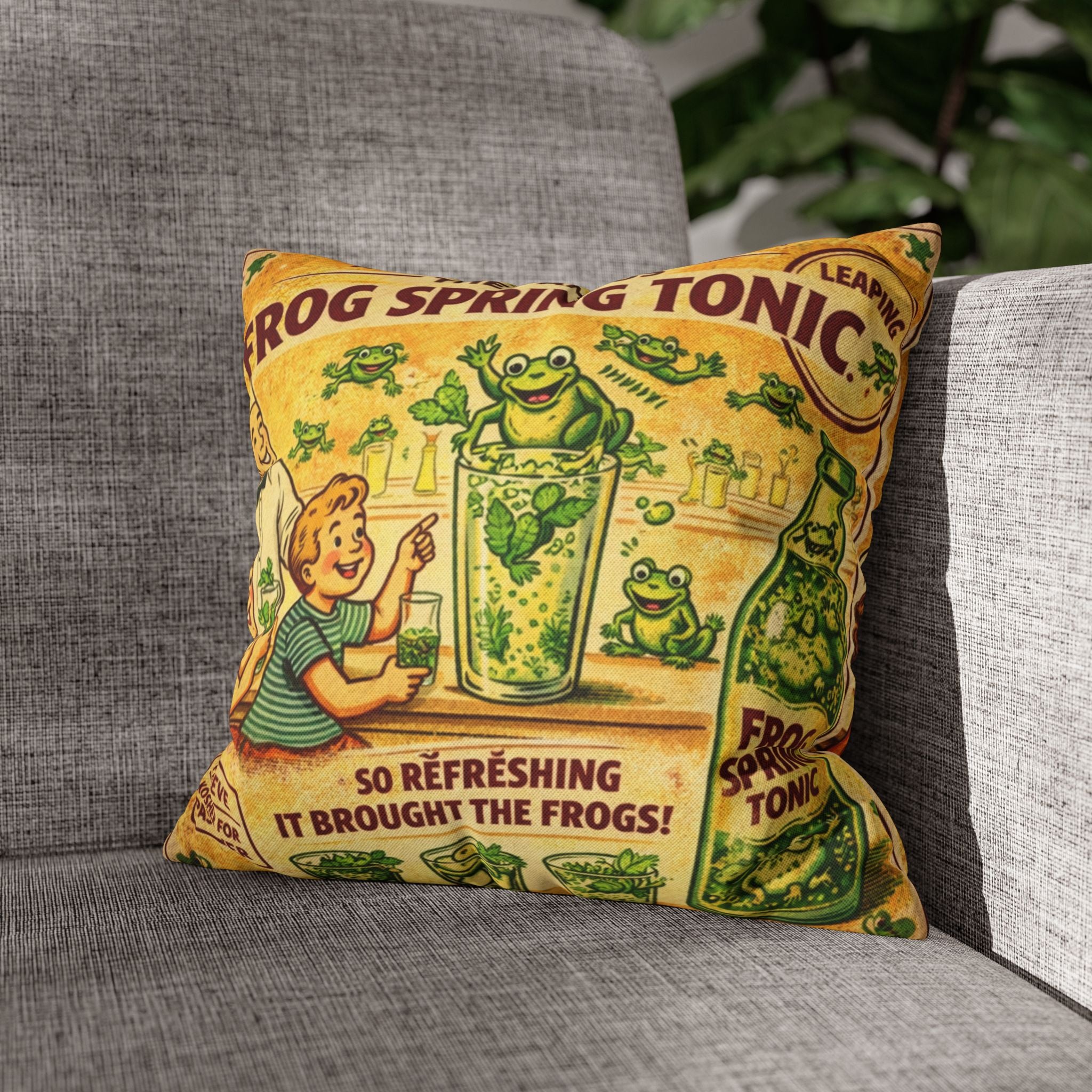 Passover plague frogs Decorative Pillow Cover, Vintage Jewish Kitchen Art Cushion Case, Seder Hostess Gift, Holiday Home Decor
