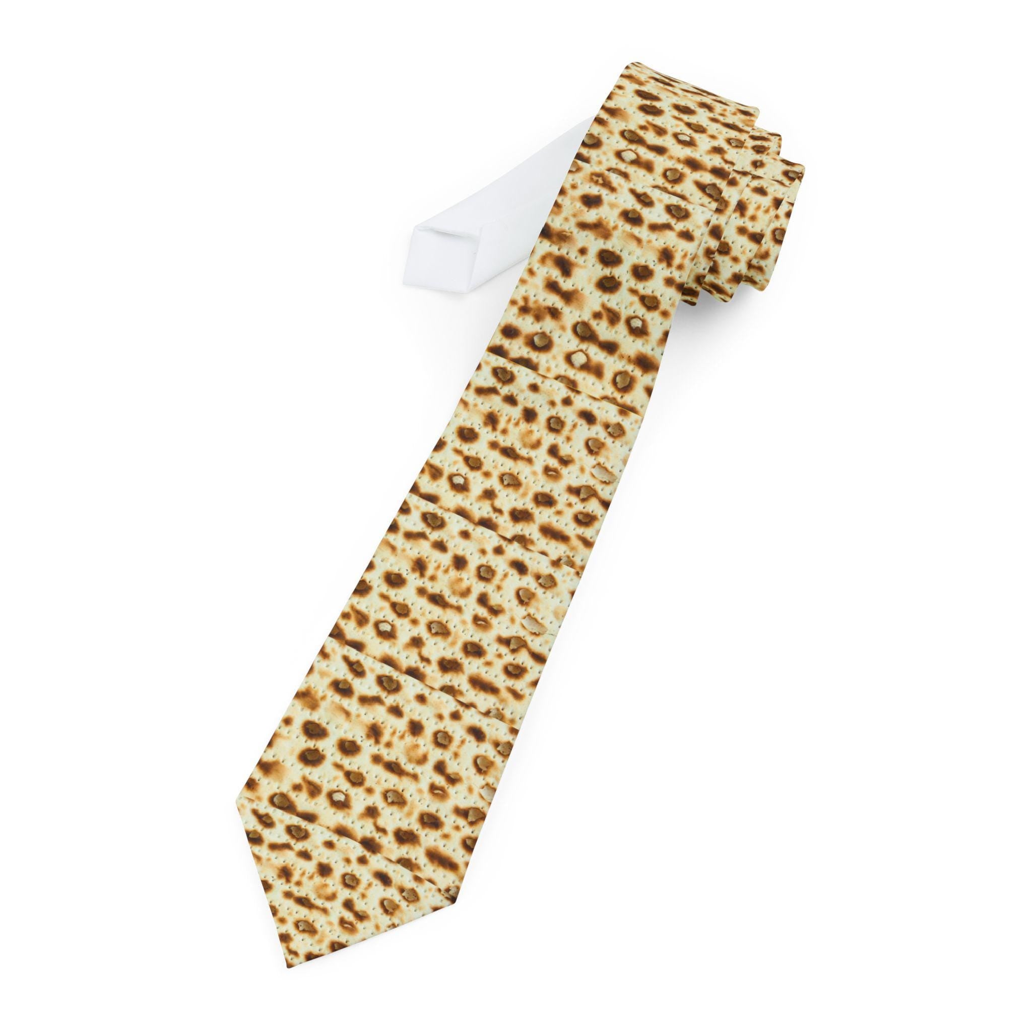 Men's Matzah Tie, Polyester Satin Finish, Pesach Holiday Neckwear