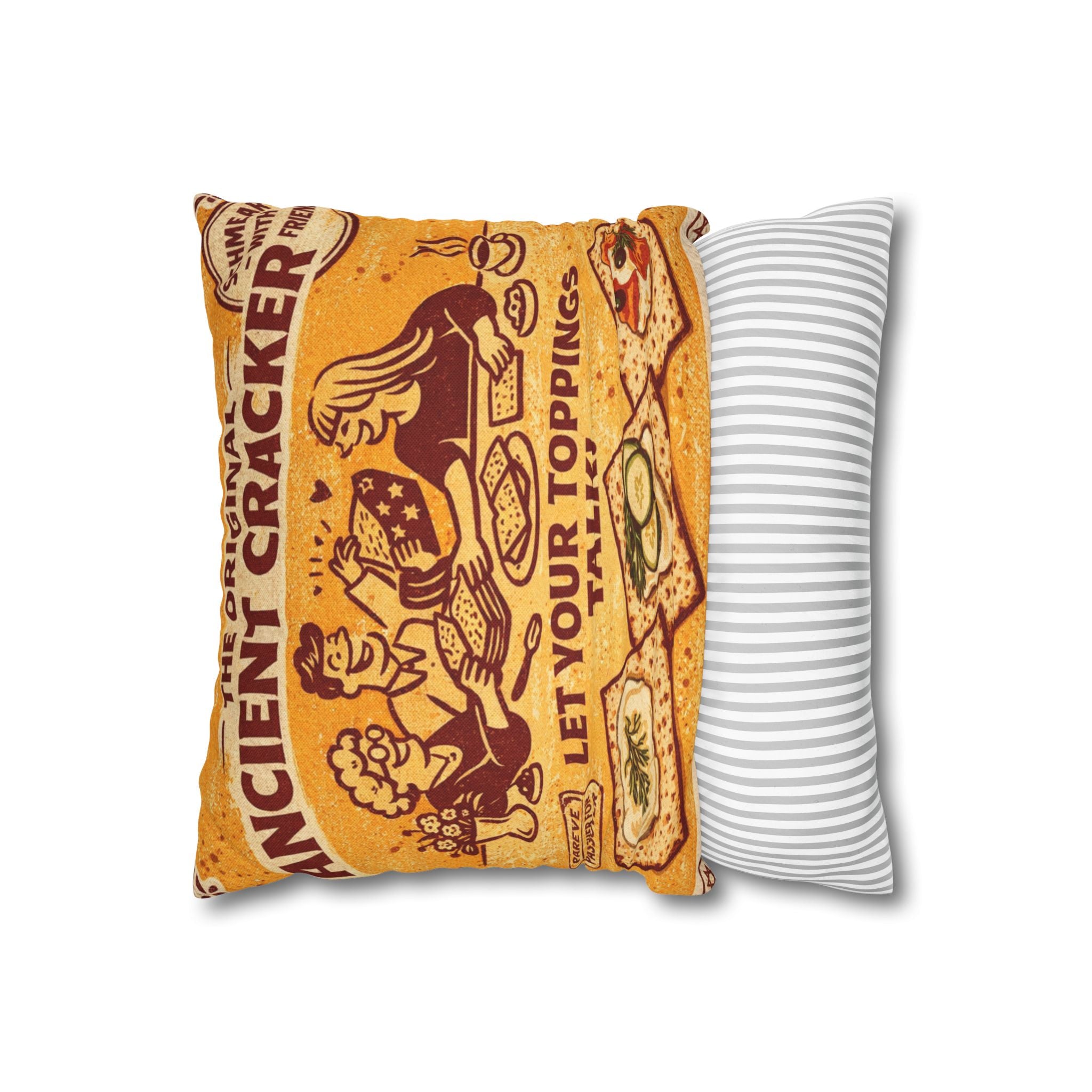 Passover Matzah Decorative Pillow Cover, Vintage Jewish Kitchen Art Cushion Case, Seder Hostess Gift, Holiday Home Decor