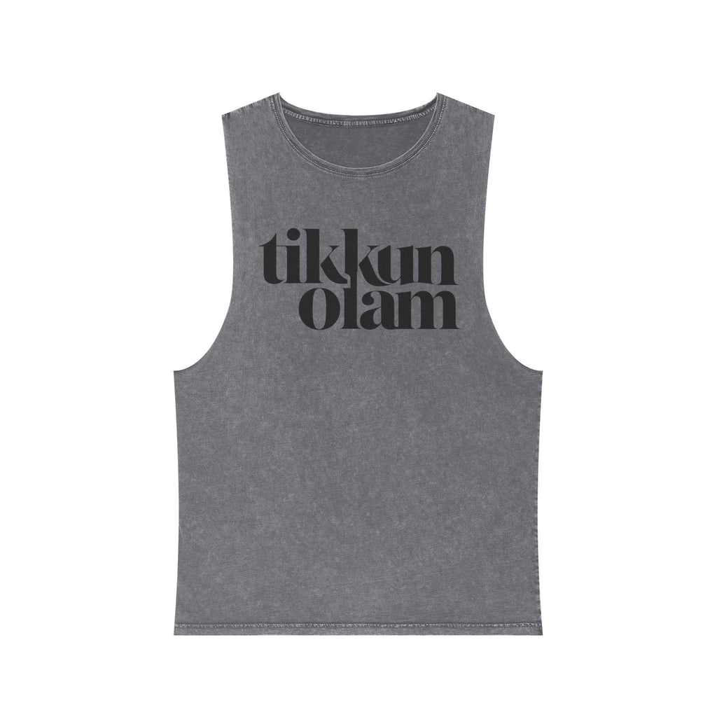 Tikkun Olam Stone Wash Tank Top, Vintage Hebrew Summer Shirt