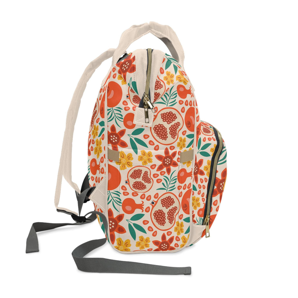 personalized hebrew Pomegranate Floral Diaper Backpack | Citrus Fruit Pattern