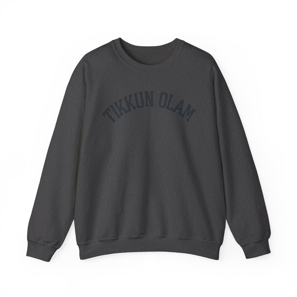 Tikkun Olam Sweatshirt Hebrew Crewneck, Jewish Social Justice Embroidered Pullover Gift