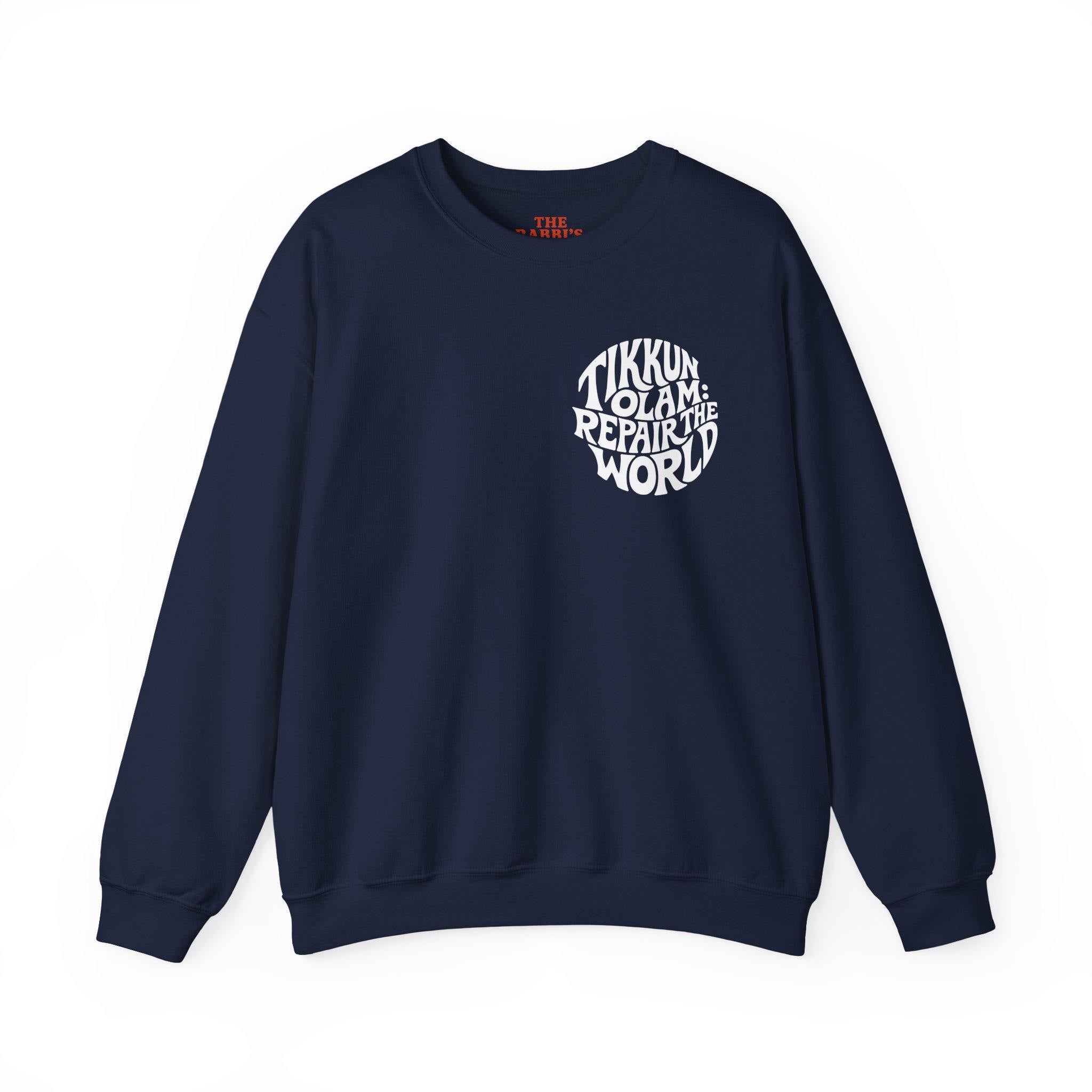 Tikkun Olam Sweatshirt Hebrew Crewneck, Jewish Social Justice Pullover Gift