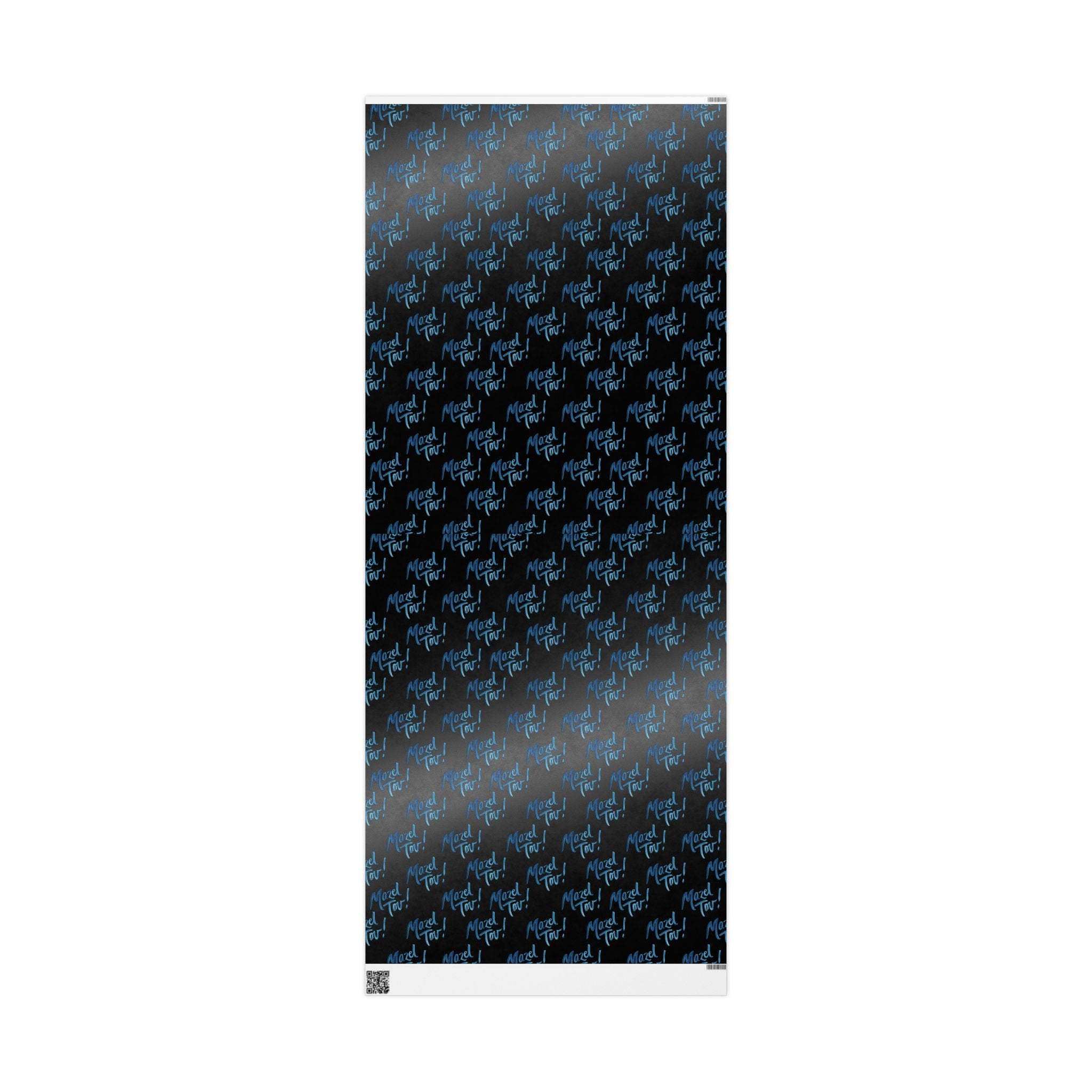 Black Mazel Tov Wrapping Paper Roll, Jewish Gift Wrap for Wedding Bar Mitzvah Bat Mitzvah, Modern Judaica Simcha Present Wrap
