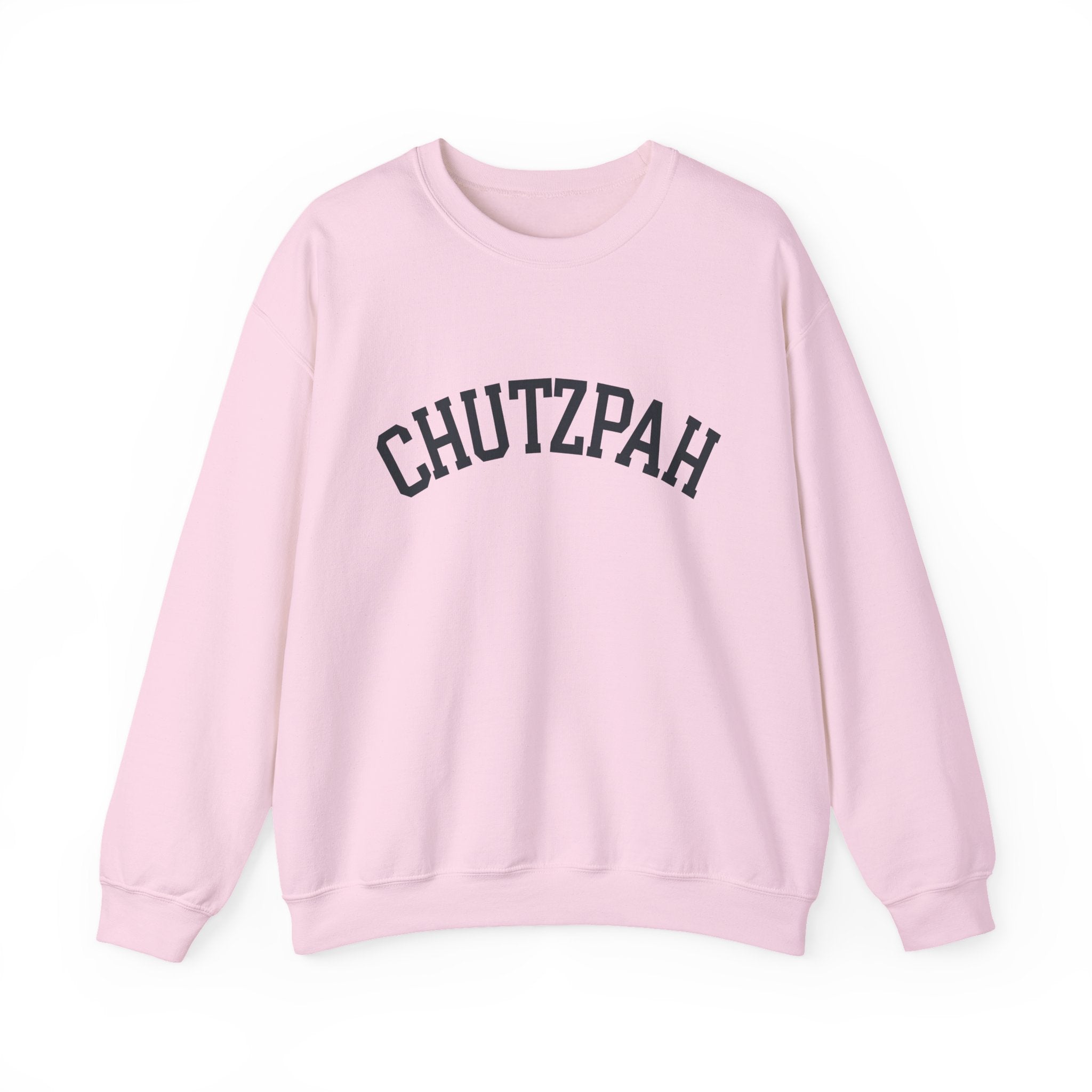 Chutzpah Sweatshirt White Crewneck, Yiddish Collegiate Lettering Jewish Pullover Gift