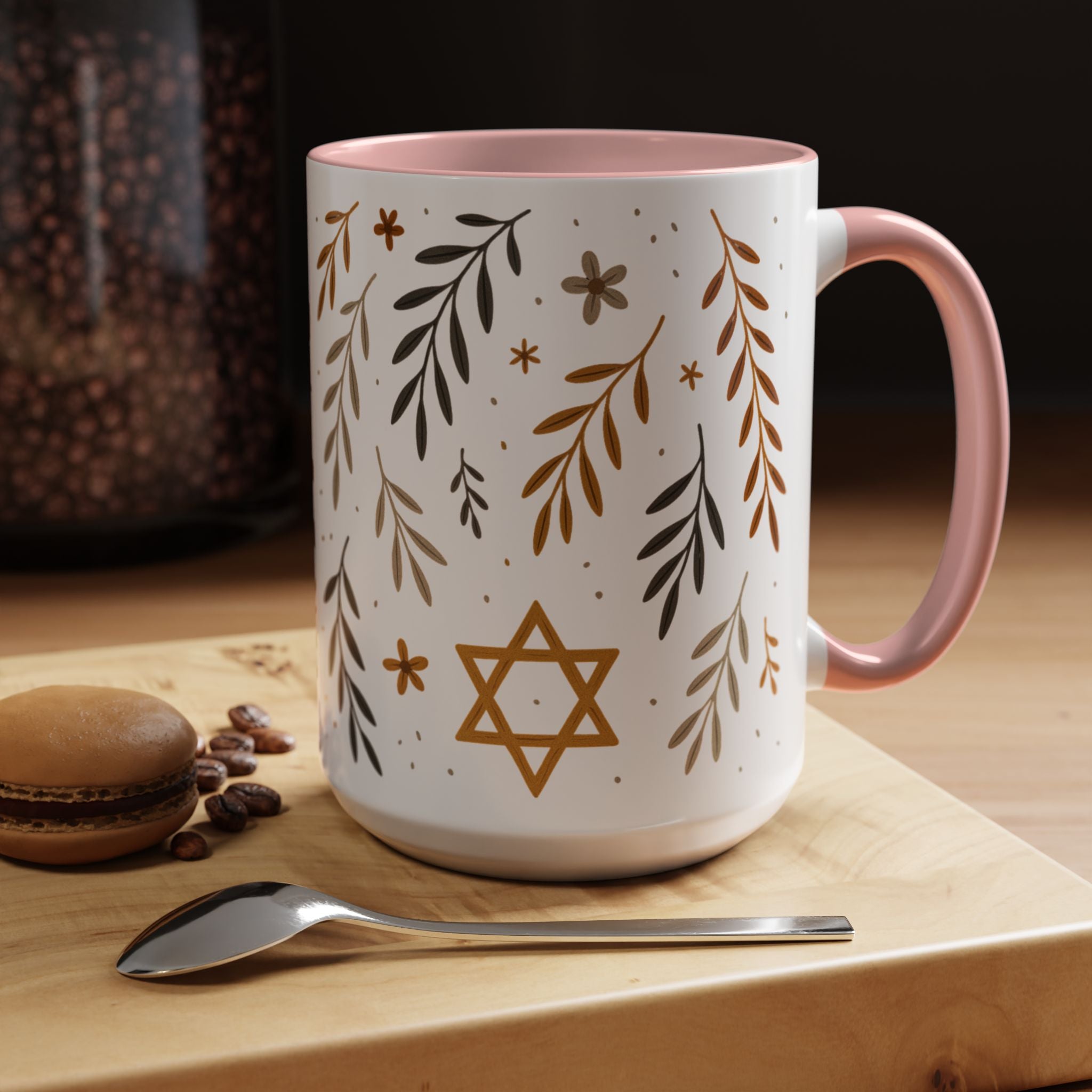 Star of David Hanukkah Mug Fall Aesthetic Jewish Holiday Coffee Cup 11oz or 15oz, Gift for Rabbi or Host