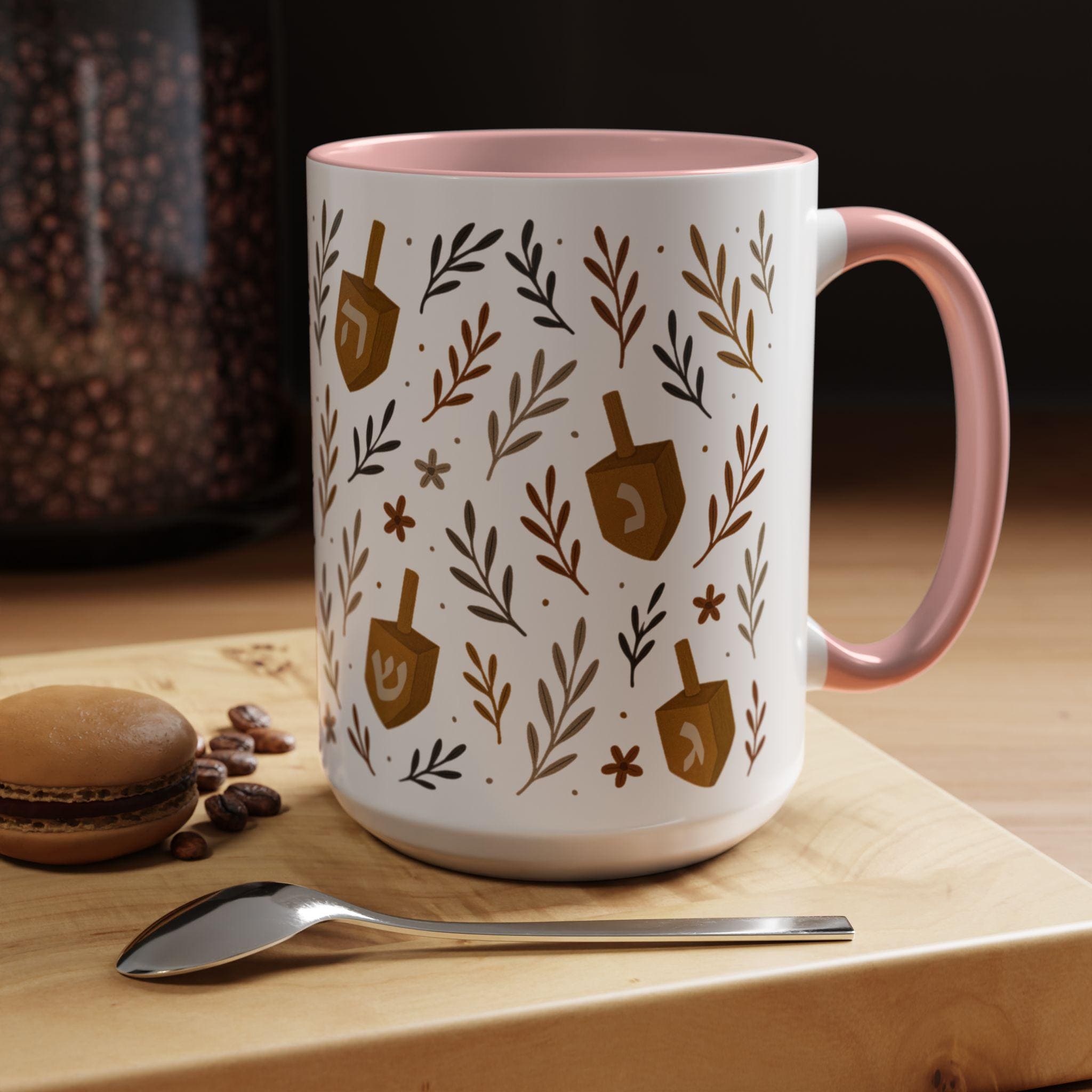 Hanukkah Coffee Mug, Festive Dreidel Design, Jewish Holiday