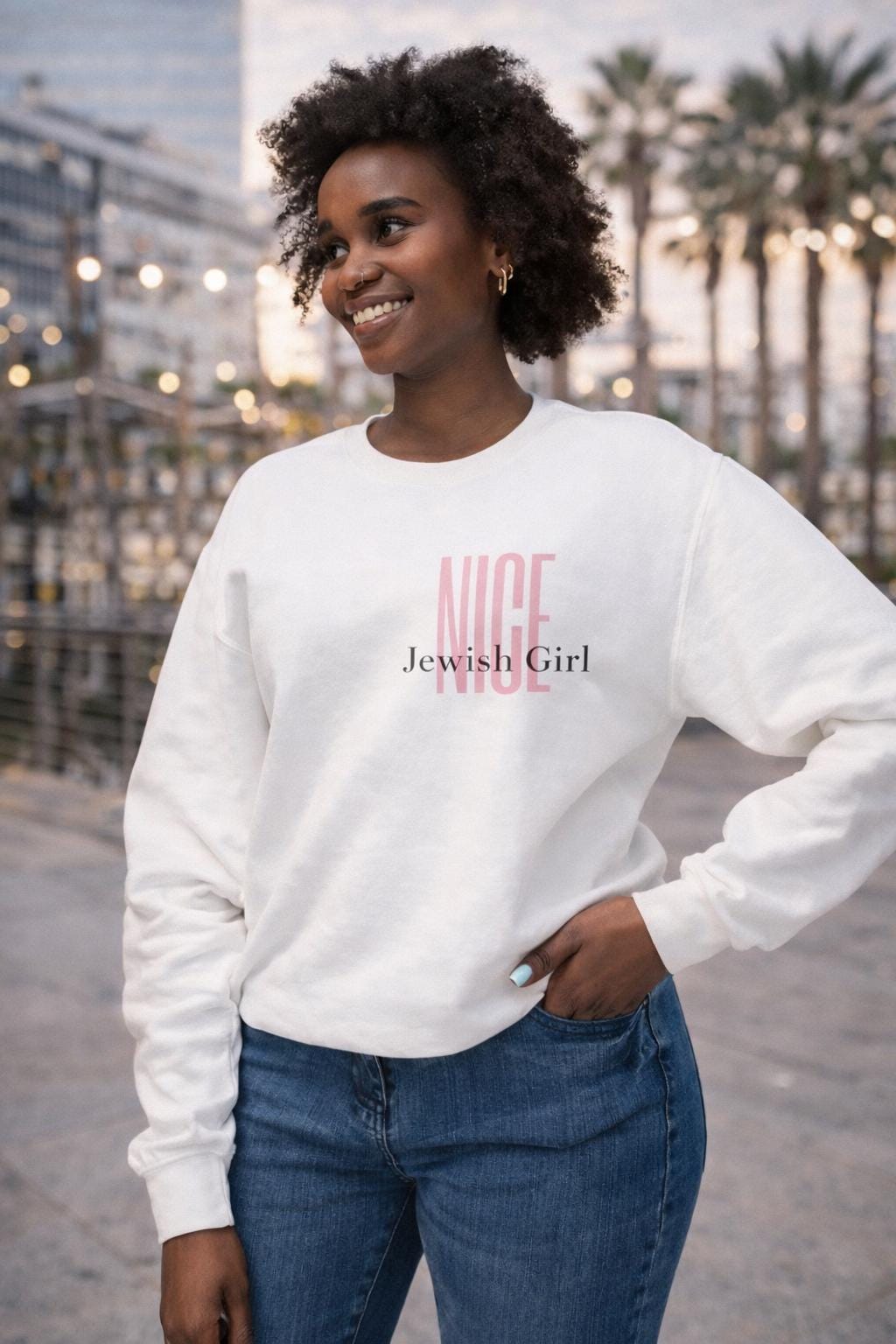 Nice Jewish Girl Unisex Crewneck Sweatshirt, Cultural Pride Apparel