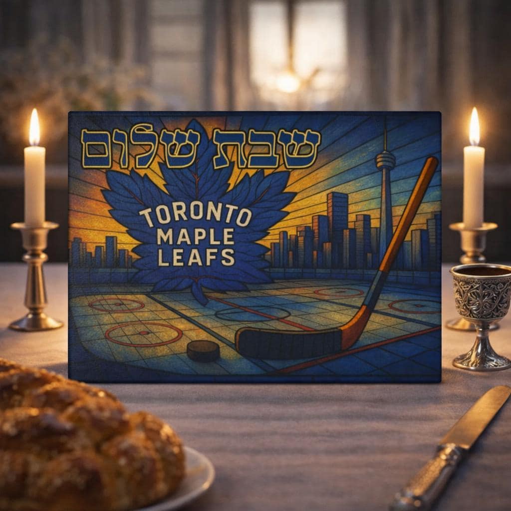 Toronto Maple Leafs Stained Glass Challah Board, Hockey Shabbat Tray, Jewish Wedding Gift