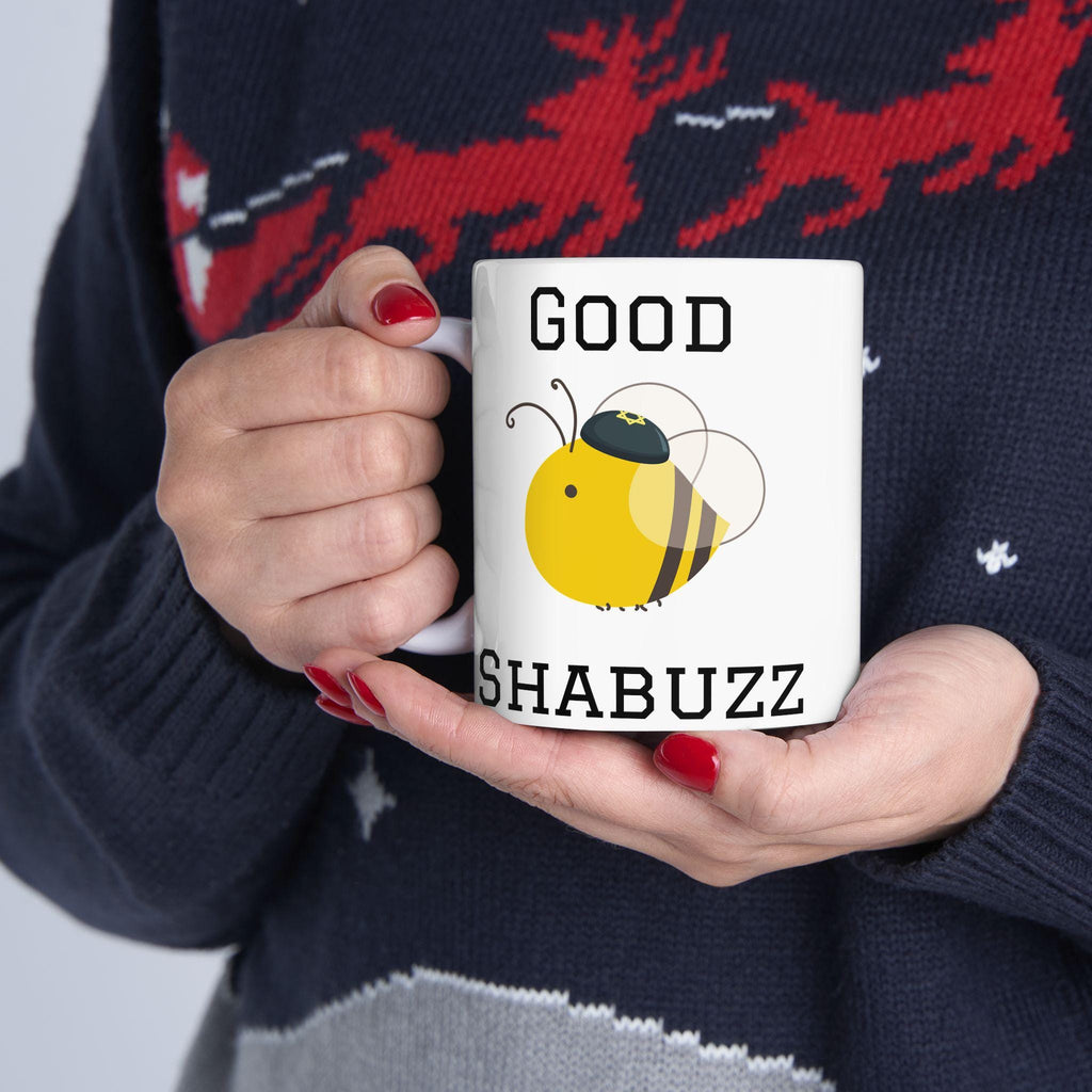 Good Shabuzz Bumble Bee Ceramic Mug, Funny Jewish Coffee Cup, Passover Seder Gift