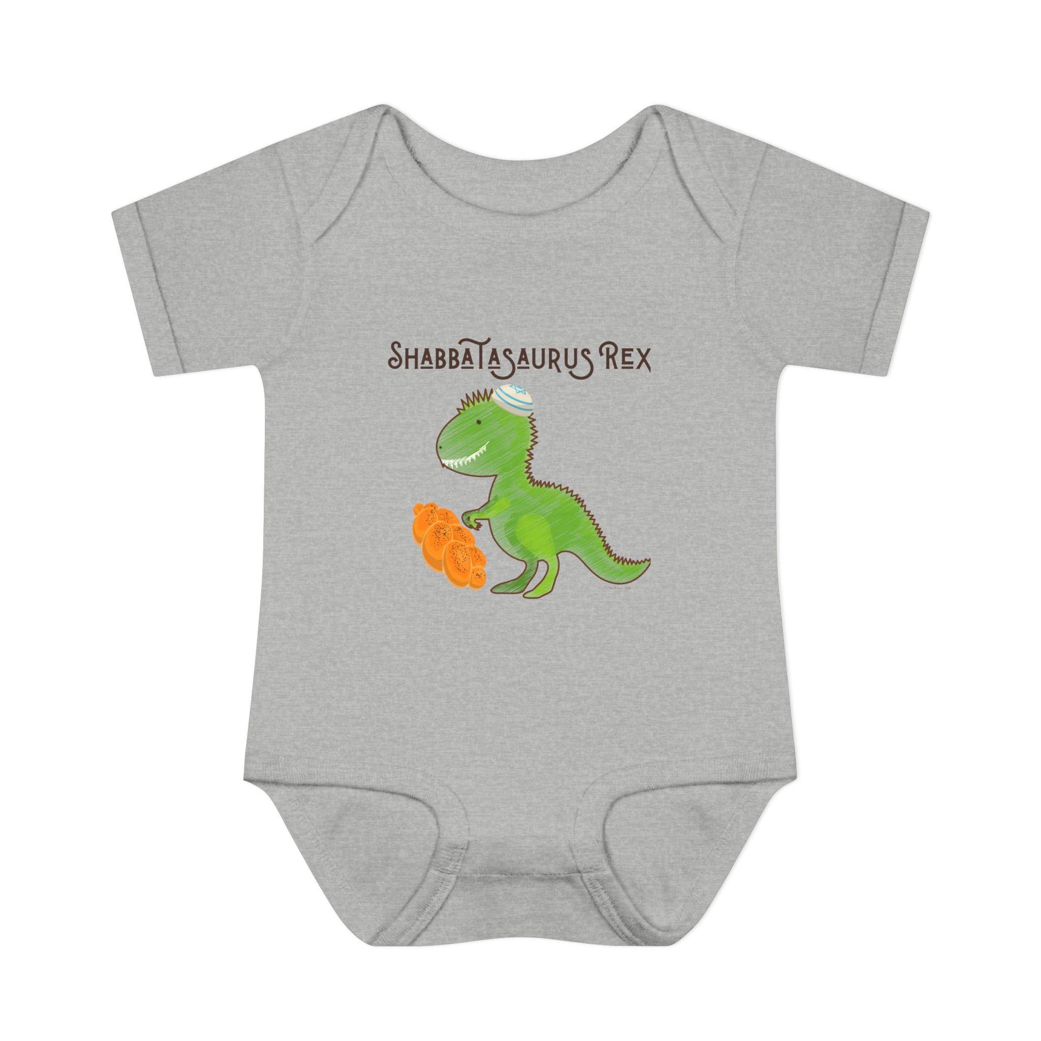 Shabbatasaurus Rex Infant Bodysuit | Dinosaur Shabbat Illustration
