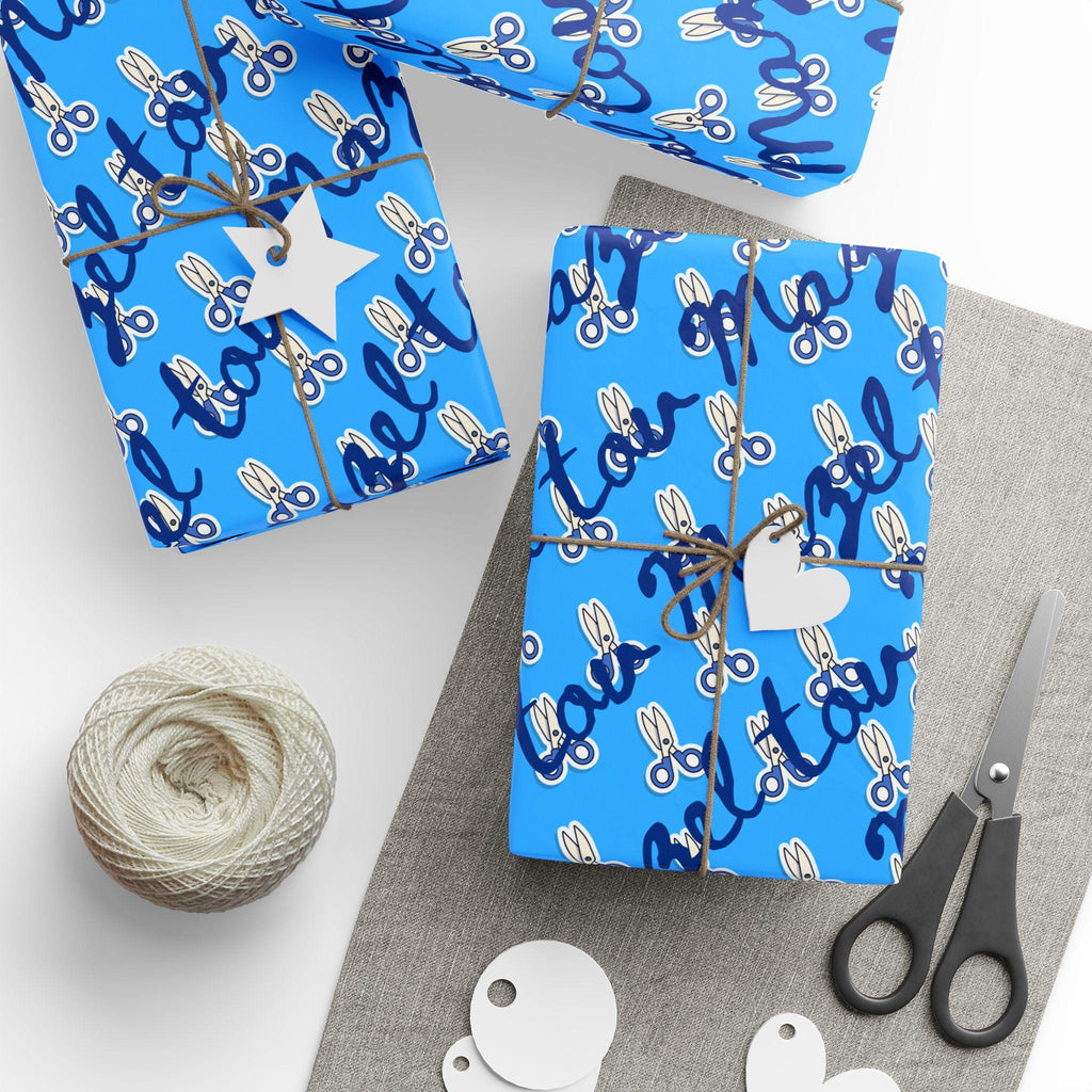 Brit Milah Wrapping Paper | Mazel Tov Scissors Gift Wrap (Jewish Celebration)