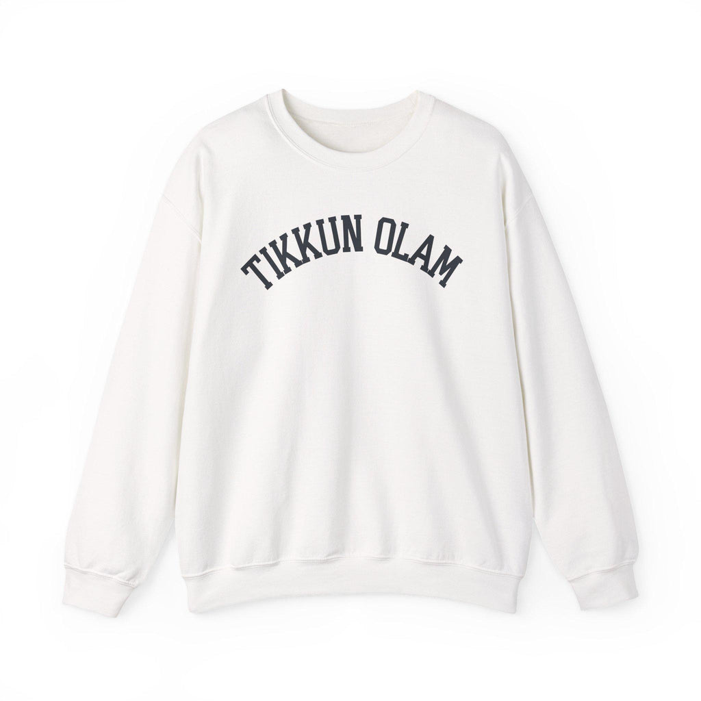 Tikkun Olam Sweatshirt Hebrew Crewneck, Jewish Social Justice Embroidered Pullover Gift