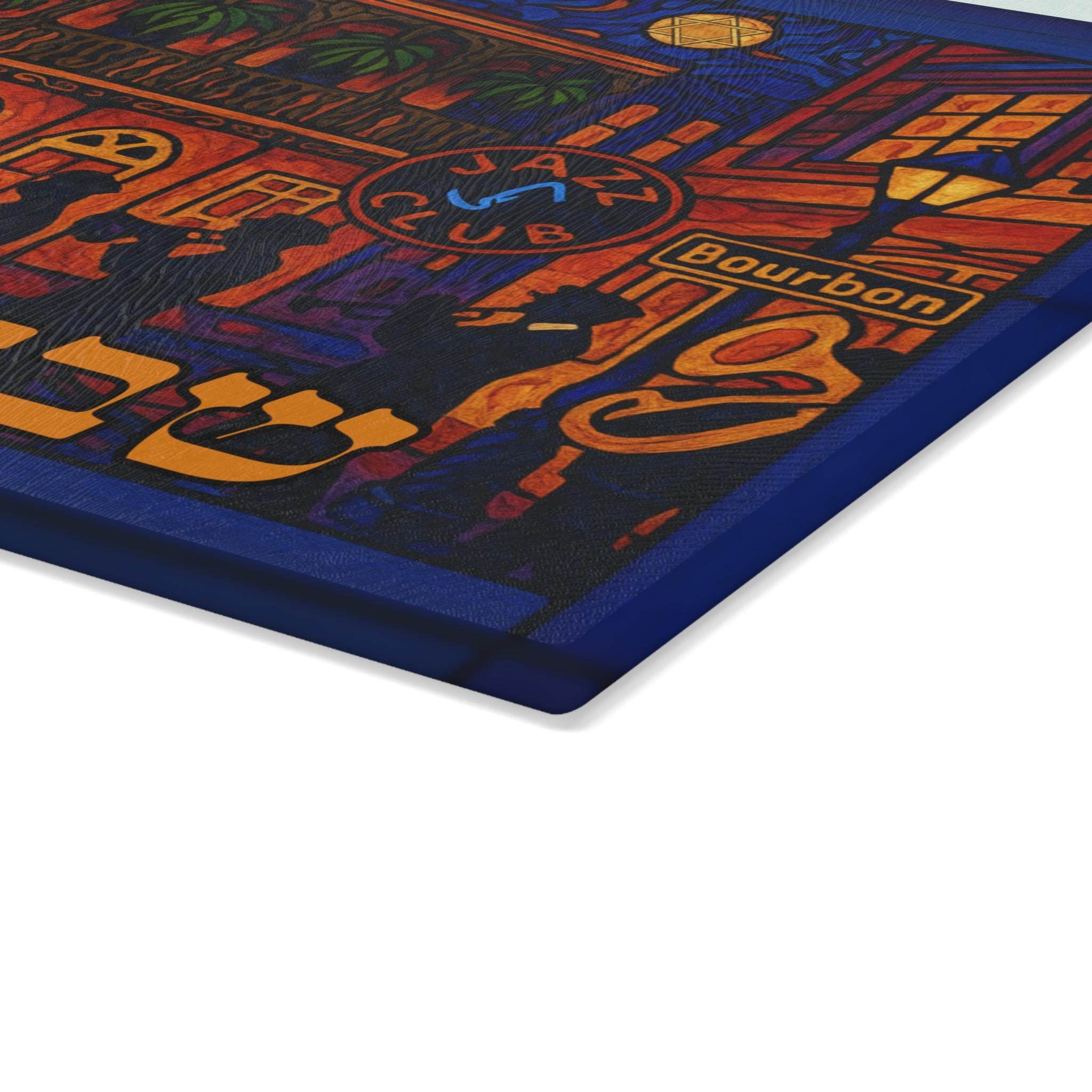 New Orleans Jazz Challah Board, Stained Glass Shabbat Tray, Bourbon Street Judaica, 15x11