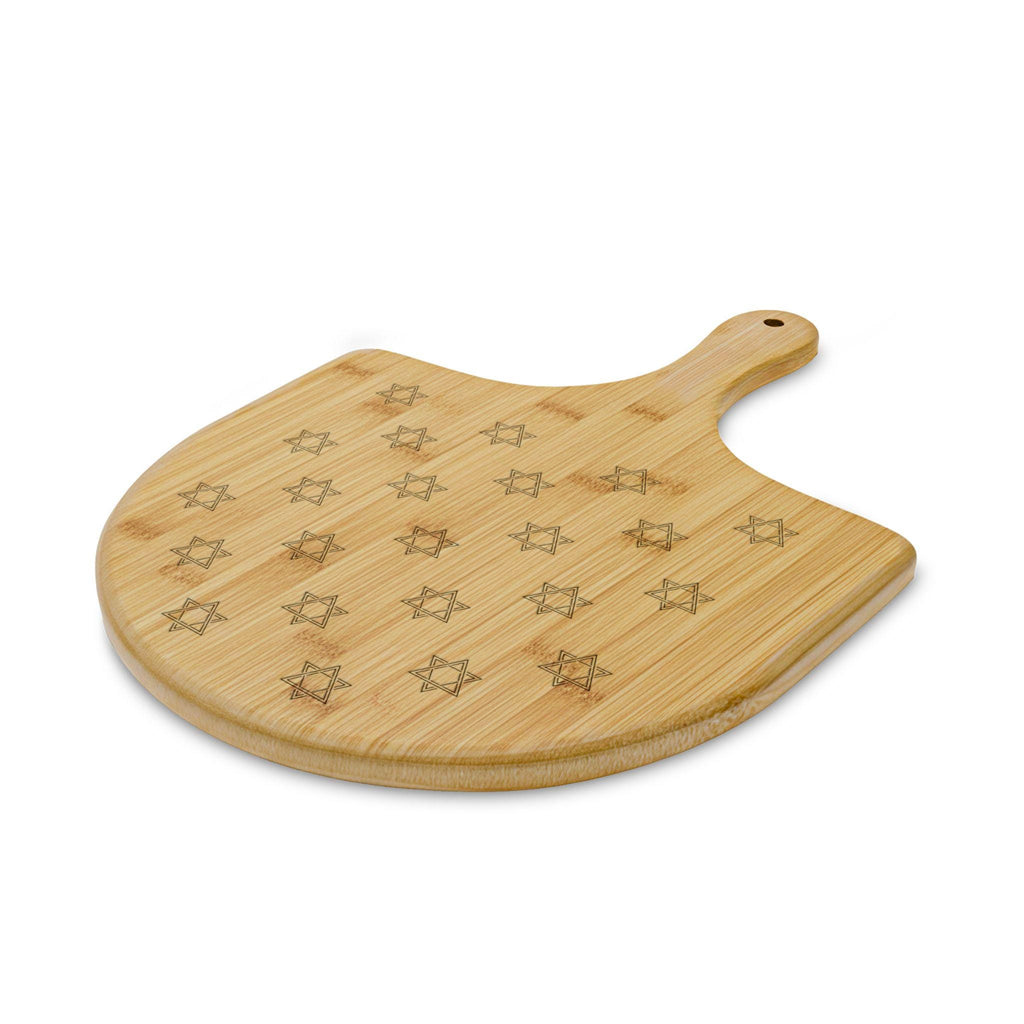 Engraved Bamboo Challah Board, Star of David Am Israel Chai Serving Tray (15.5x11")