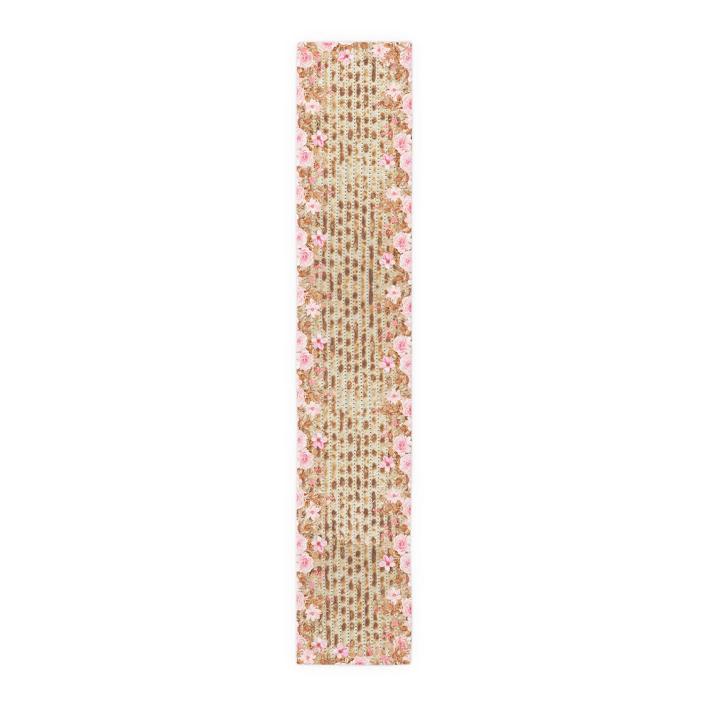 Passover Matzah Pink Floral Table Runner, Pesach Seder Judaica Decor