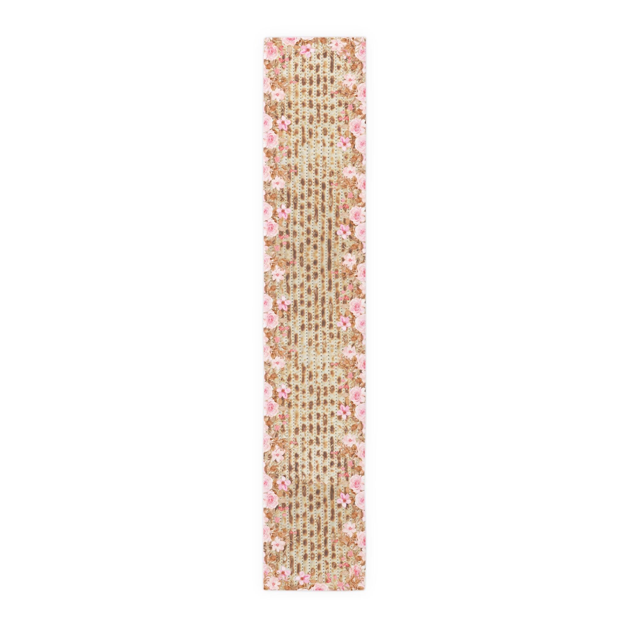 Passover Matzah Pink Floral Table Runner, Pesach Seder Judaica Decor