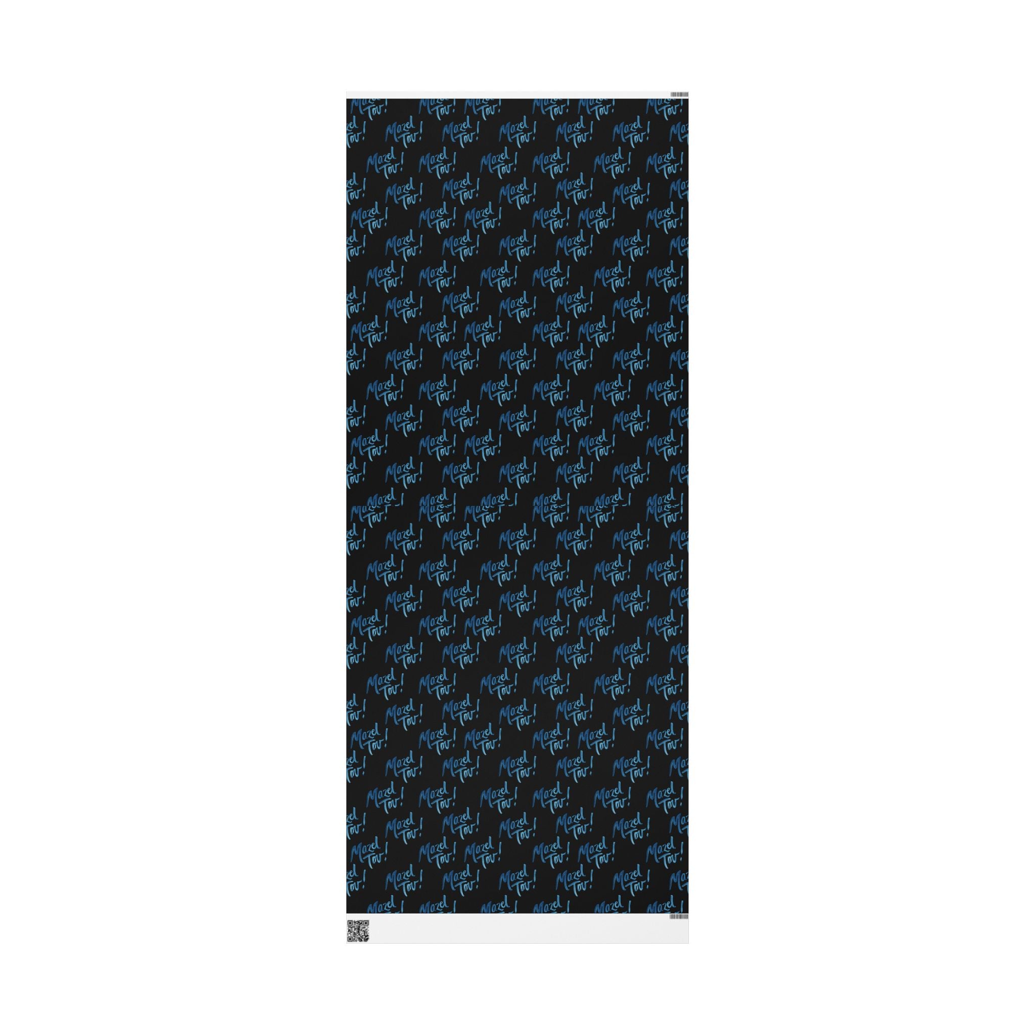 Black Mazel Tov Wrapping Paper Roll, Jewish Gift Wrap for Wedding Bar Mitzvah Bat Mitzvah, Modern Judaica Simcha Present Wrap