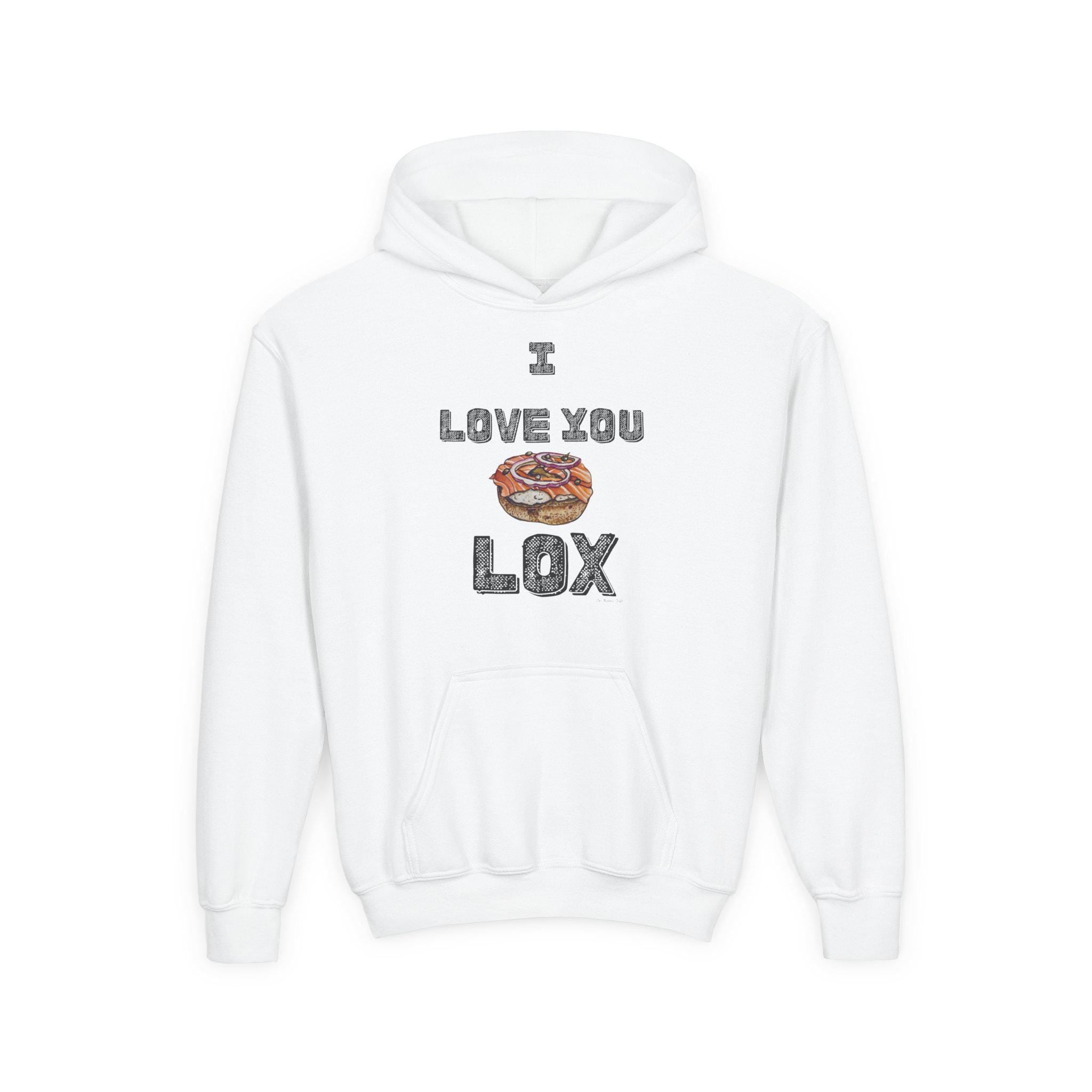 I Love You Lox Youth Hoodie, Funny Jewish Food Sweatshirt, Hanukkah Gift