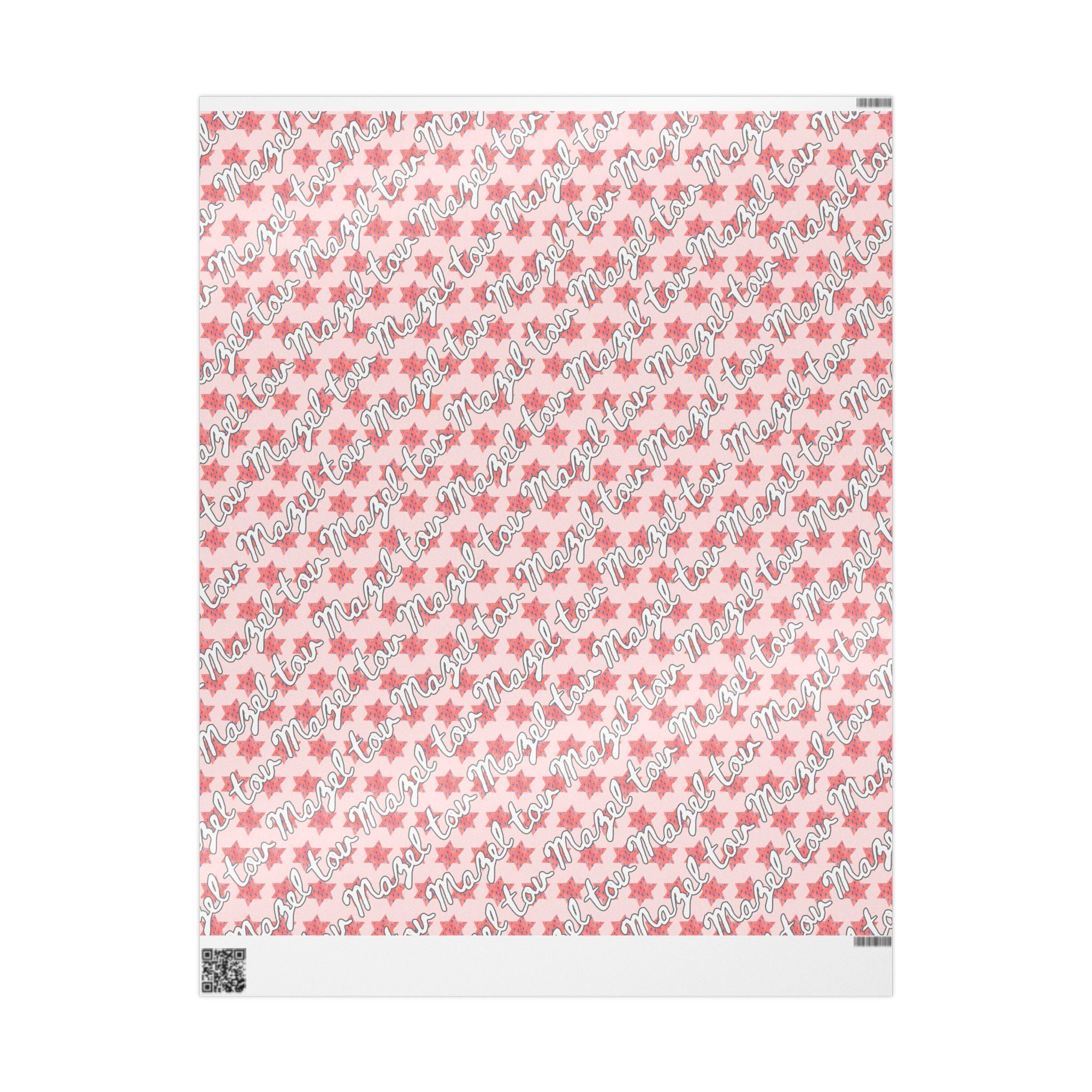 Mazel Tov Wrapping Paper | Pink Star of David Gift Wrap | Jewish Celebration Wrap | Bat Mitzvah Gift Paper | Baby Naming Gift Wrap