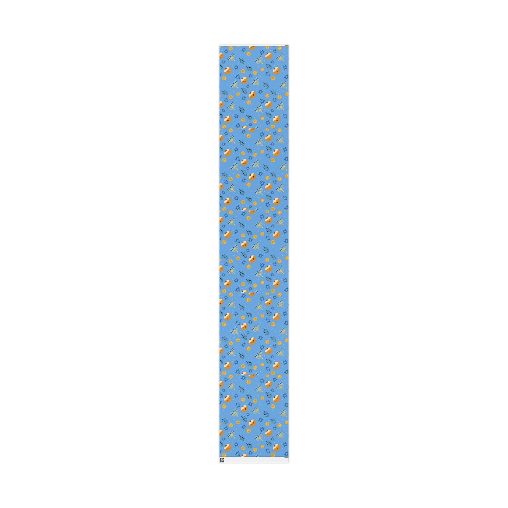 Blue Hanukkah Wrapping Paper Roll, Jewish Gift Wrap for Hanukkah Party Decor, Modern Judaica Present Wrap, Hostess Gift Packaging