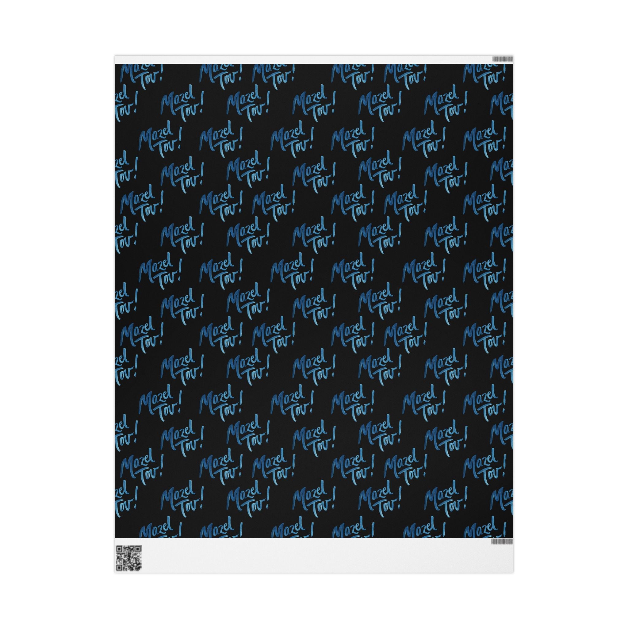 Black Mazel Tov Wrapping Paper Roll, Jewish Gift Wrap for Wedding Bar Mitzvah Bat Mitzvah, Modern Judaica Simcha Present Wrap