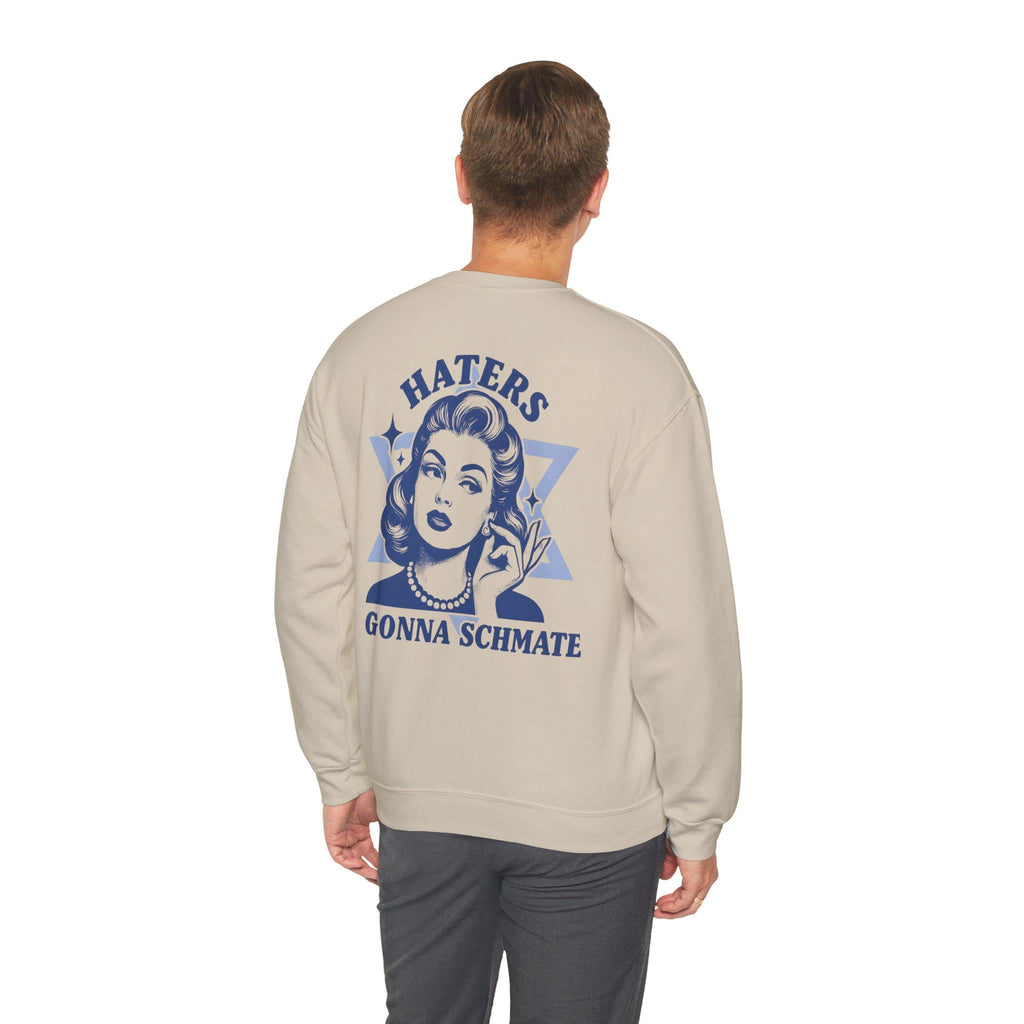 Haters Gonna Schmate Sweatshirt, Retro Jewish Crewneck, Star of David Graphic