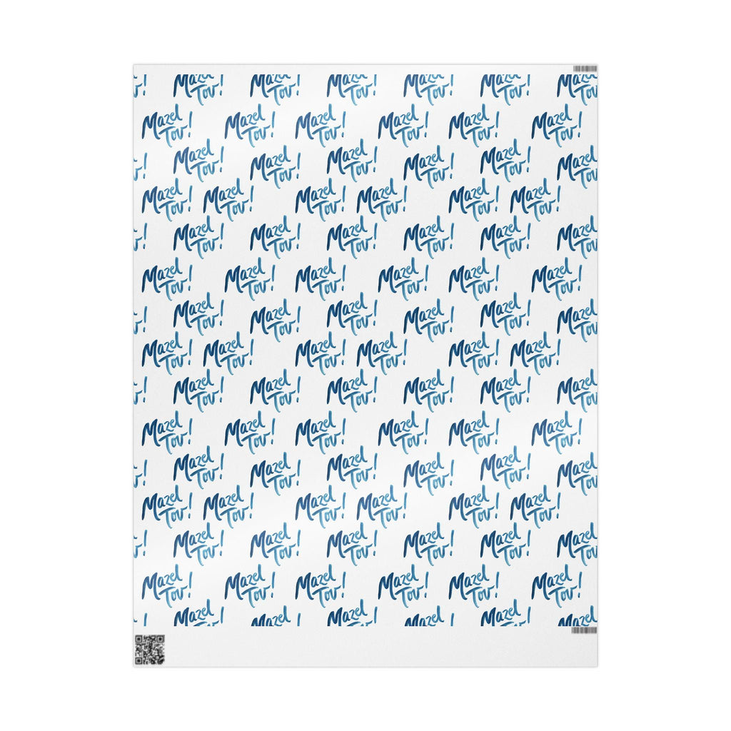 Mazel Tov Jewish Wrapping Paper, White Blue Simcha Gift Wrap