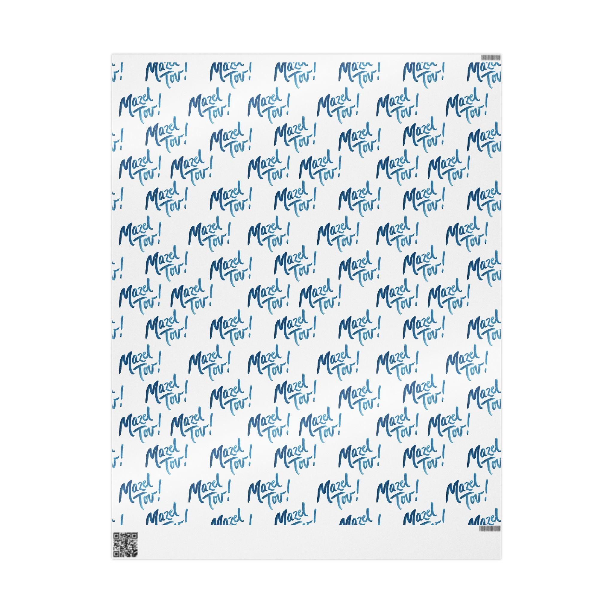 Mazel Tov Jewish Wrapping Paper, White Blue Simcha Gift Wrap