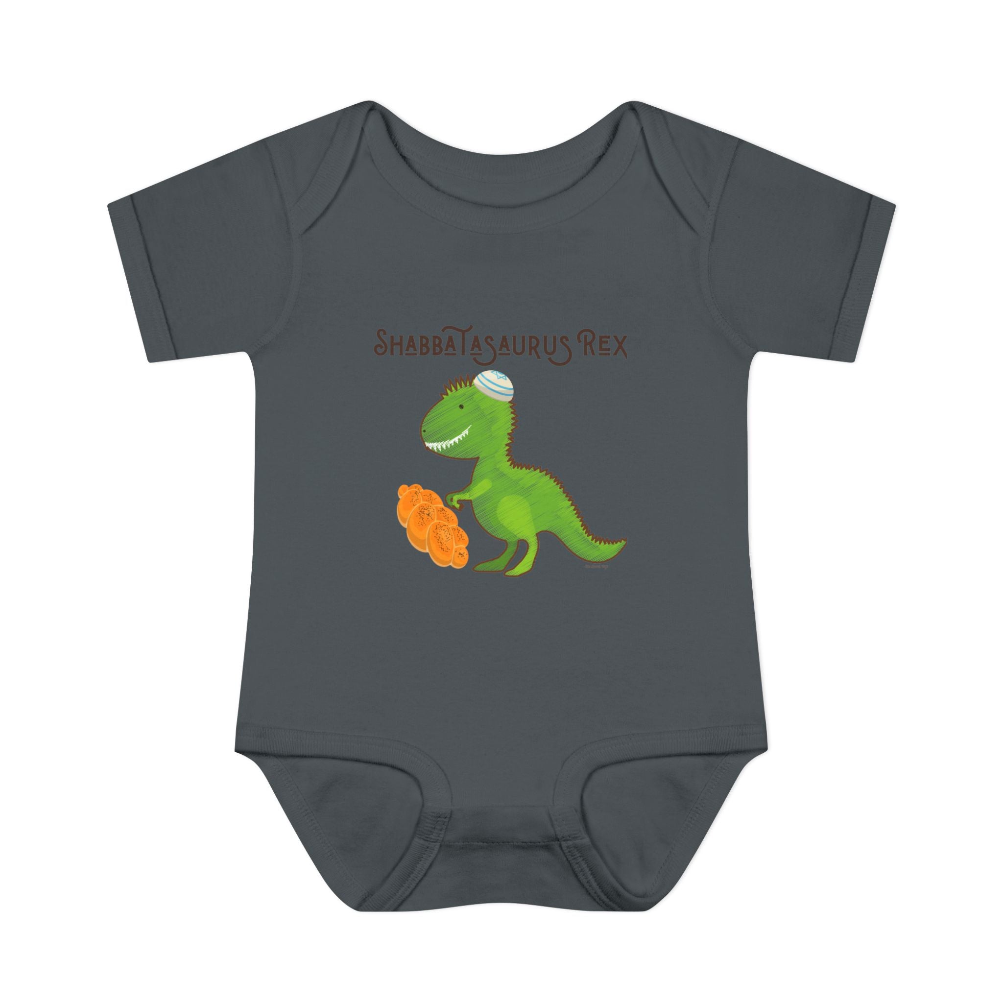 Shabbatasaurus Rex Infant Bodysuit | Dinosaur Shabbat Illustration