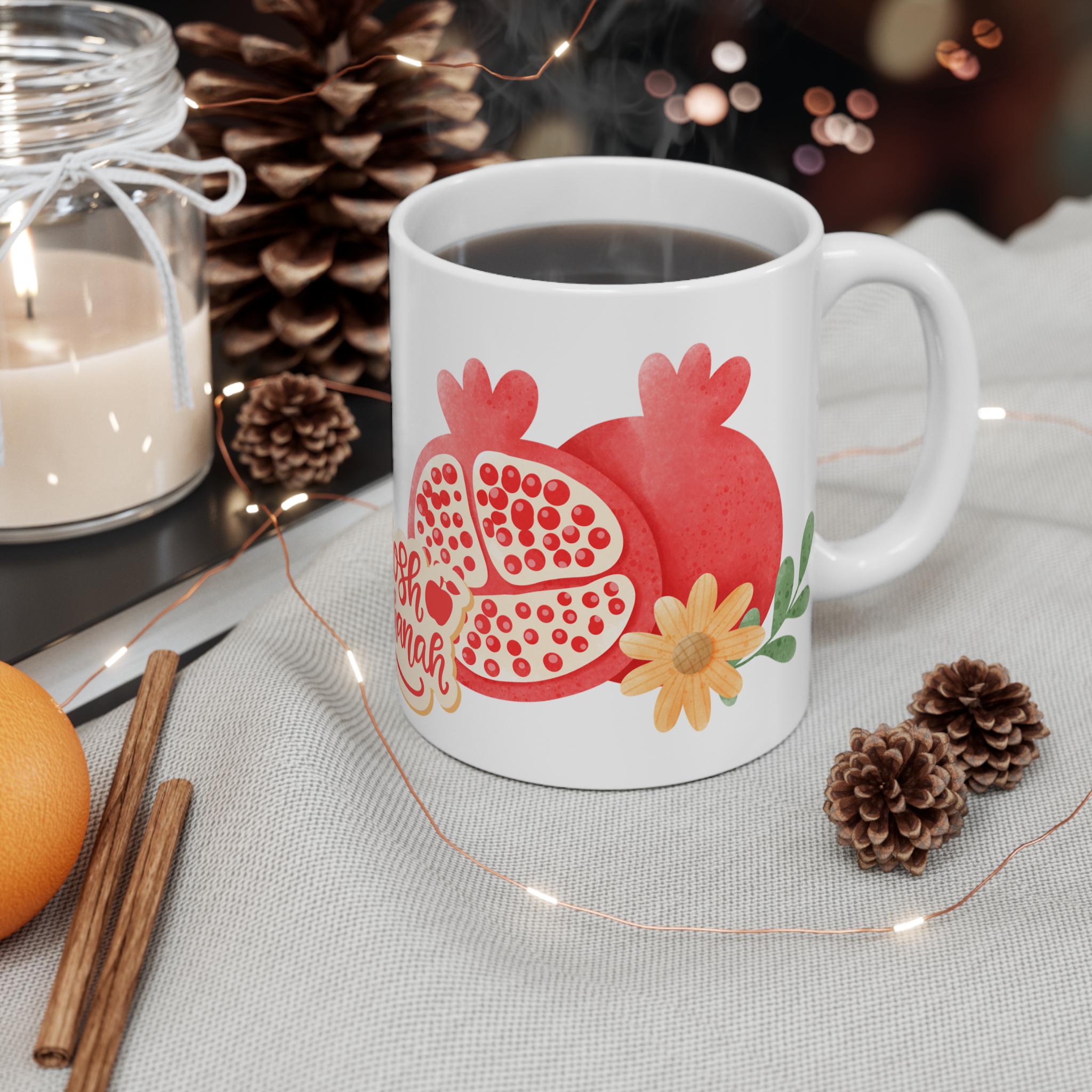Rosh Hashanah Mug: Pomegranate Jewish New Year Coffee Cup