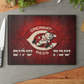 Cincinnati Reds Old School Logo Challah Board, 15x11 Tempered Glass Shabbat Cutting Board, Jewish Baseball Wedding Gift