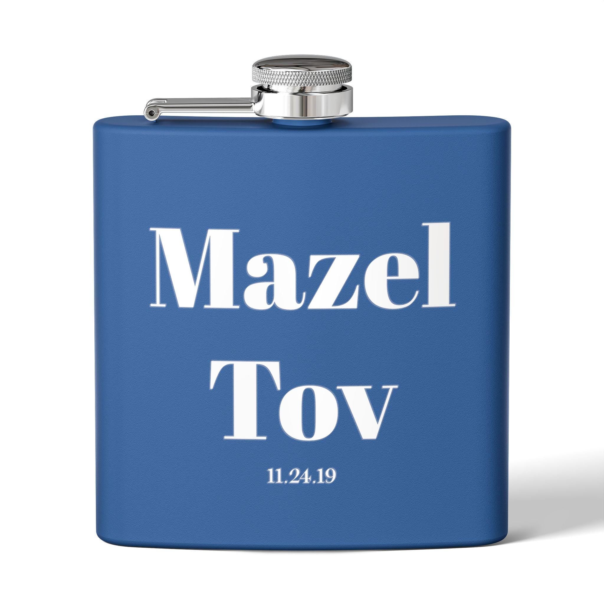 Mazel Tov Flask | Personalized Stainless Steel Jewish Wedding Gift