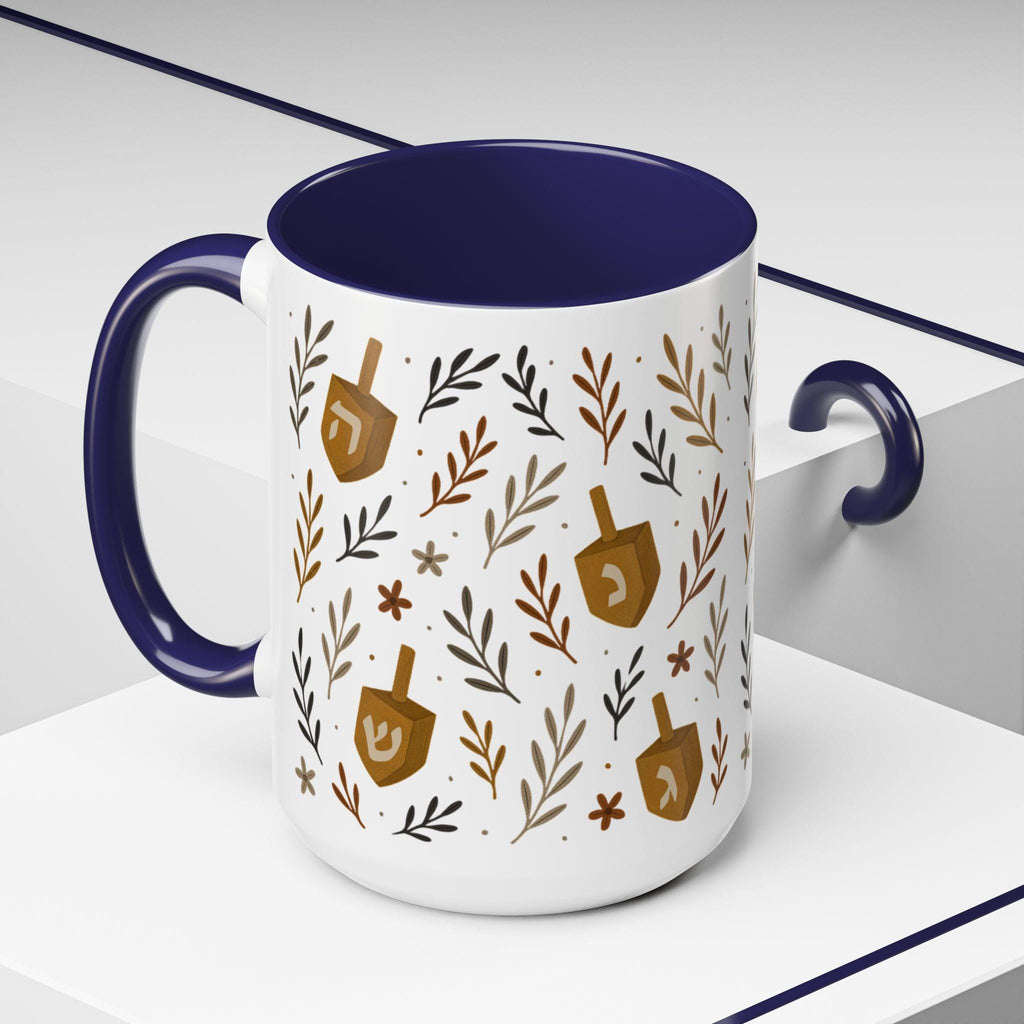 Hanukkah Coffee Mug, Festive Dreidel Design, Jewish Holiday
