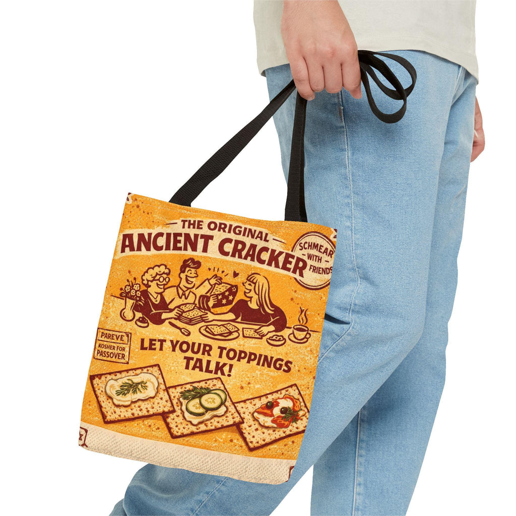 Vintage Style Matzah Tote Bag, Retro Cracker Market Grocery Bag