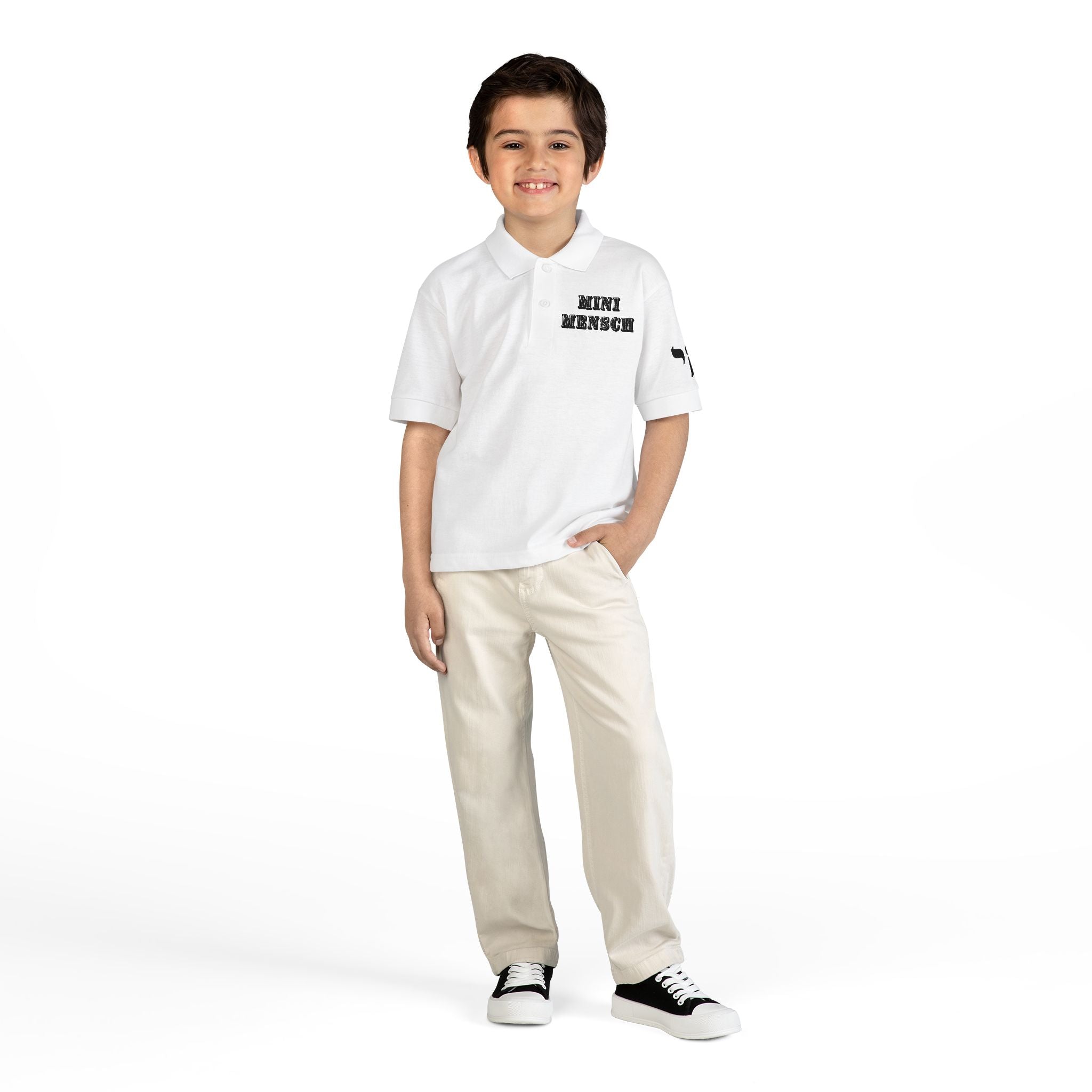 Mini Mensch Youth Polo Shirt Jewish Kids Gift, Hebrew Pride School Shirt, Bar Mitzvah Youth Outfit